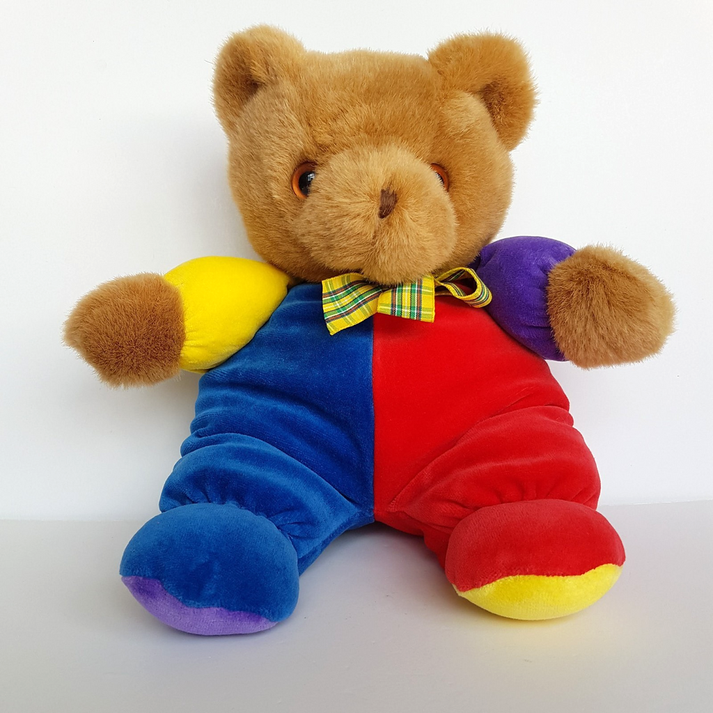 Supa Toys VELOUR TEDDY BEAR Colour block Soft Toy Stuffed Animal Bright Colour3