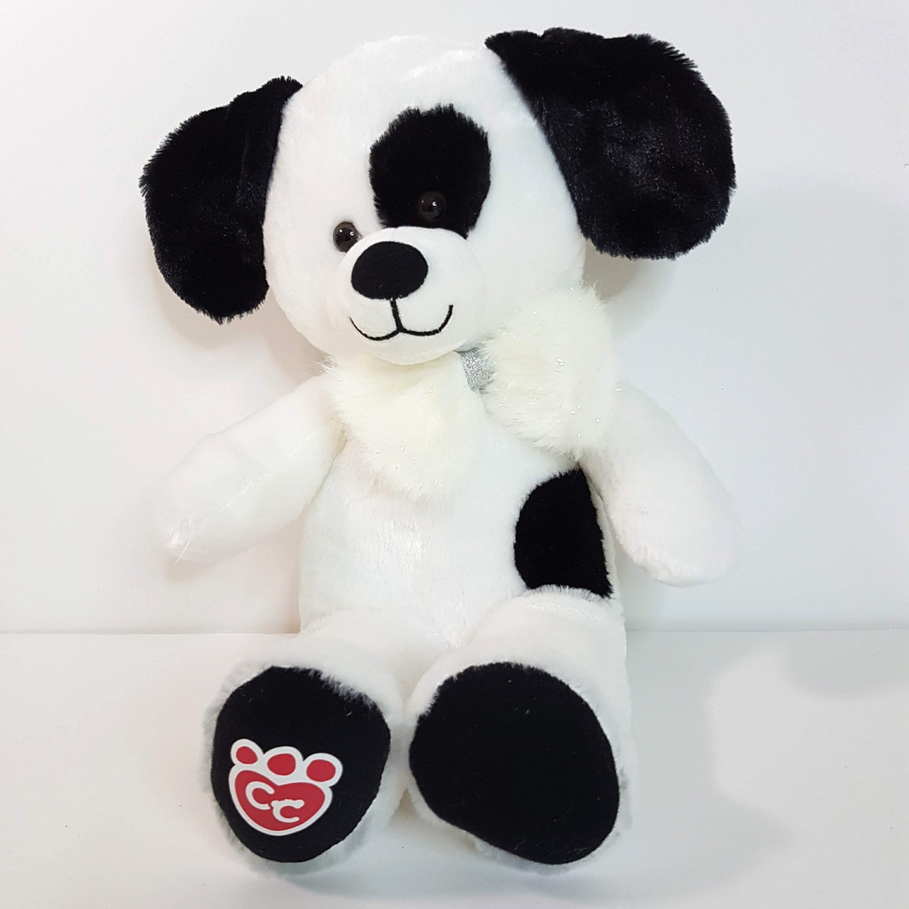 BAB Condo Cubs BLACK WHITE DOG + BOW Build A Bear Plush Stuffed Animal Soft Toy4