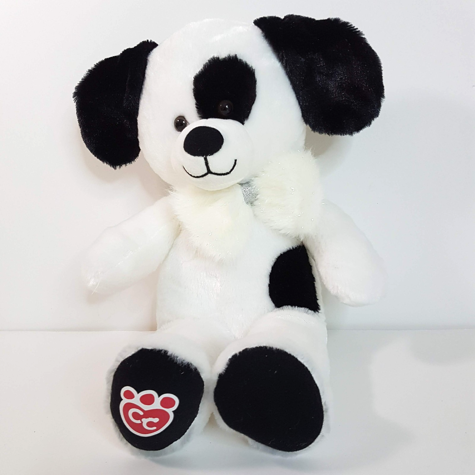 BAB Condo Cubs BLACK WHITE DOG + BOW Build A Bear Plush Stuffed Animal Soft Toy4