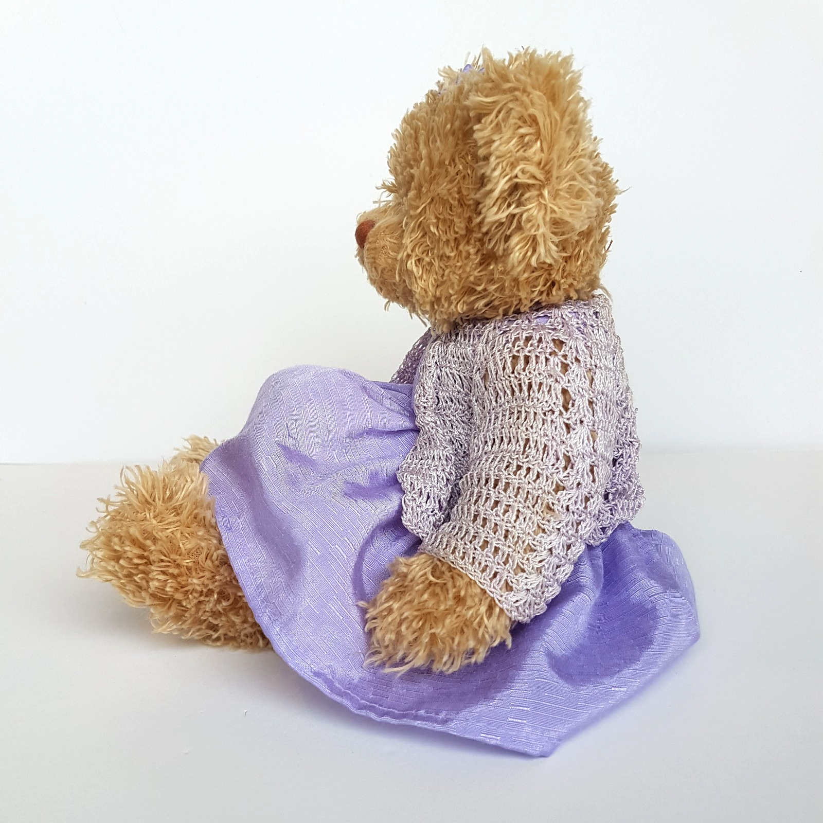 Pretty LAVENDER Teddy Bear PURPLE Dress Cardigan 30cm Soft Toy Stuffed Animal9