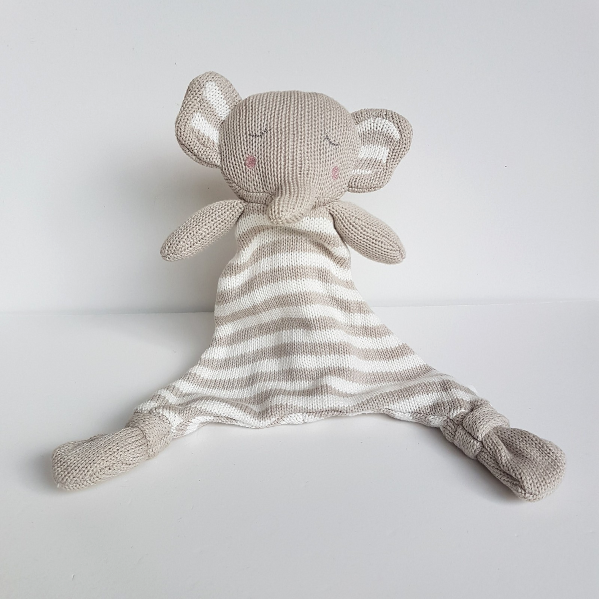 Living Textiles KNIT ELEPHANT Lovey Security Comforter Sleep Toy Soft Toy Stripe0
