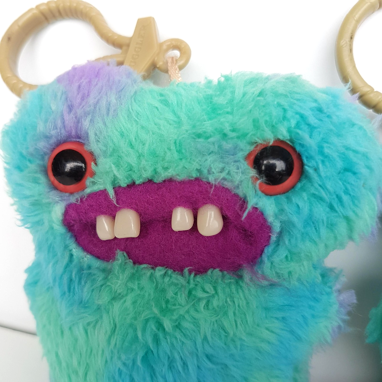 2 FUGGLER KEYRINGS Clips On Funny Ugly Monster Plush Tongue Teeth Toy Accessory4