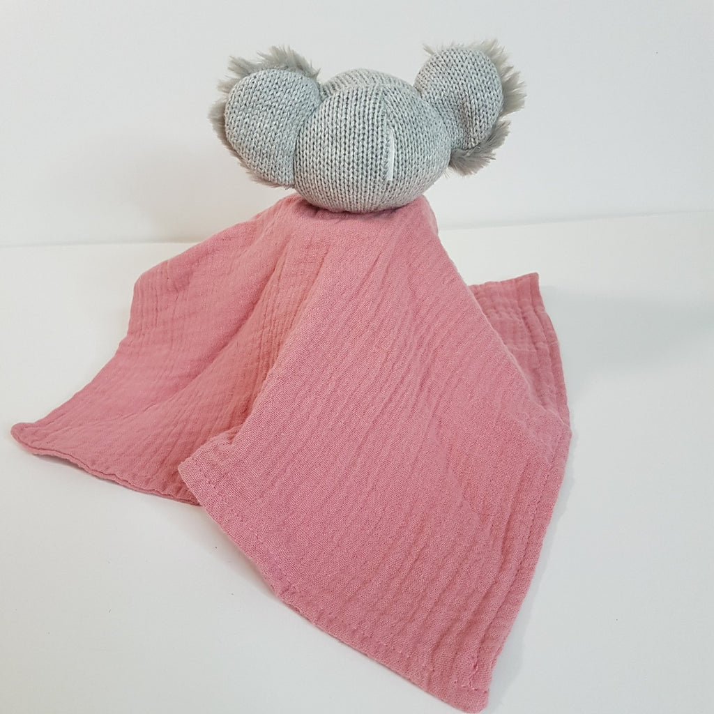 Muslin Knit PINK GREY KOALA Baby Lovey Security Blanket Comforter Soft Toy Sleep5