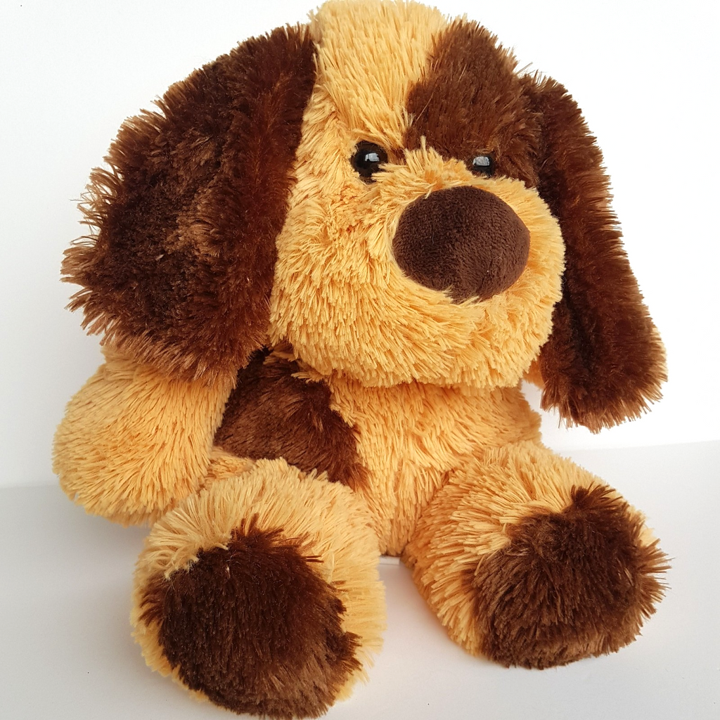 SCRUFFY DOG Floppy Plush 28cm Orange Brown Spotty Puppy Stuffed Animal Soft Toy1