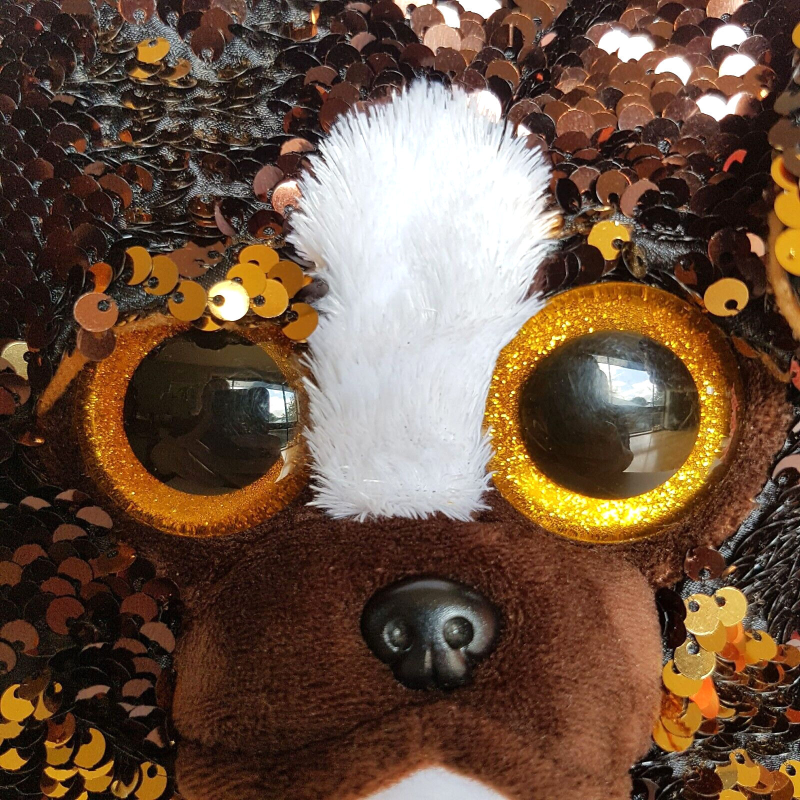 TY Sequin BRUTUS DOG Backpack Sequin Puppy Kids Animal Backpack School Bag Brown12