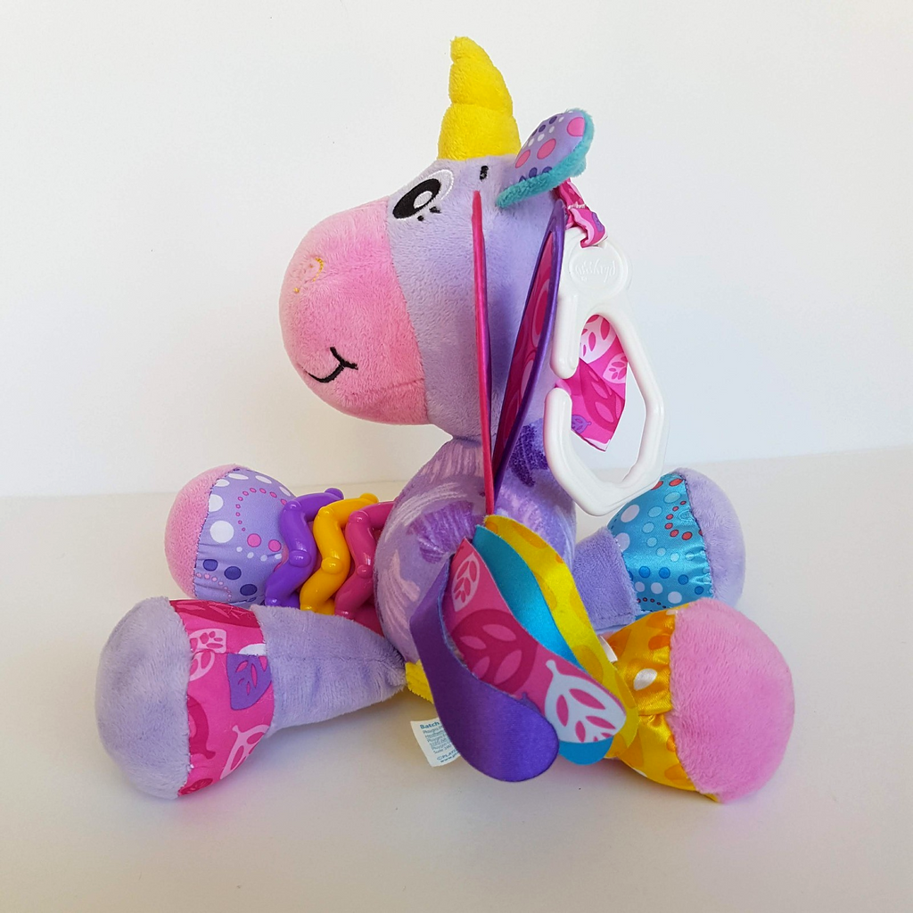 Playgro HAPPY UNICORN Clip On Pram Baby Activity Toy Plush Rattle Mirror Crinkle6