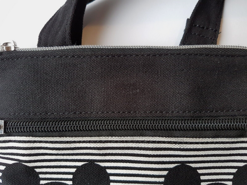 DISNEY PARKS Mickey Mouse Bag Black White Stripes Crossbody Canvas Shoulder Bag1