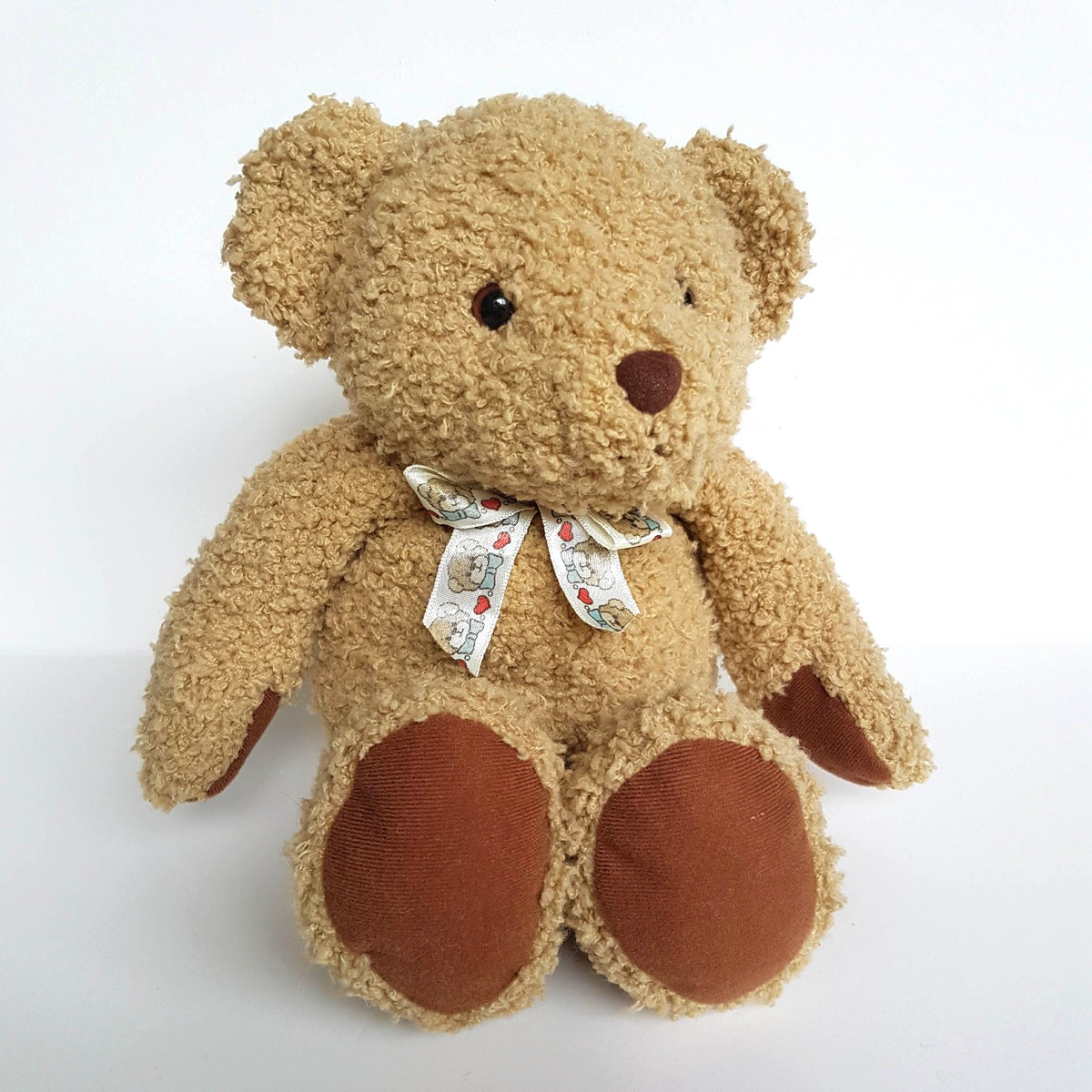 Vintage Korimco TEDDY BEAR Plush 32cm Stuffed Animal Soft Toy Heavy Flocked Nose0