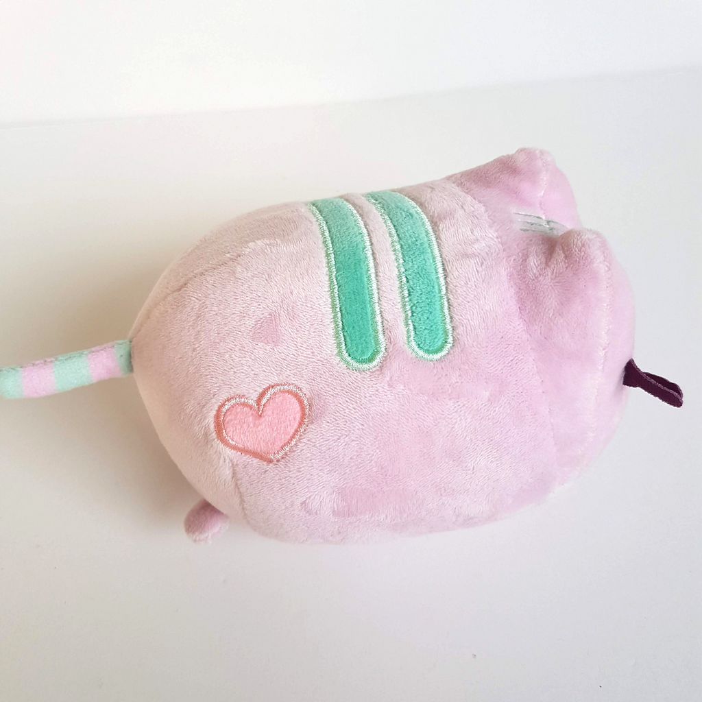 2024 PINK PUSHEEN CAT Plush 16cm Aqua Stripe Heart Soft Toy Stuffed Animal Cute4