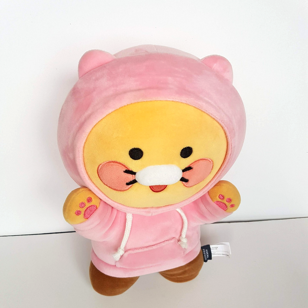 Kakao Friends PINK HOODIE CHOONSIK CAT Genuine 28cm Stuffed Animal Soft Toy CUTE3