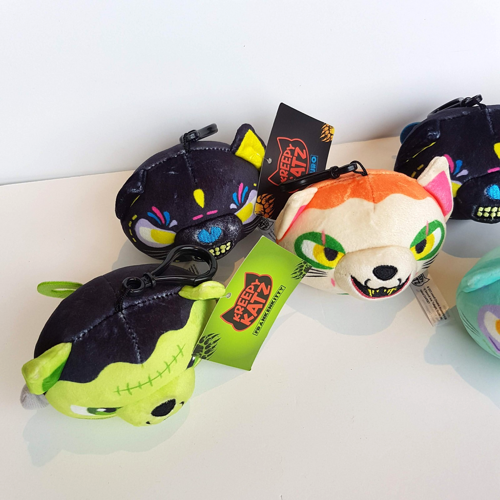 KREEPY KATZ Clip On Key Ring LOT Cat Plush Frankenkitty Fungus Oscuro Kandy Toy4