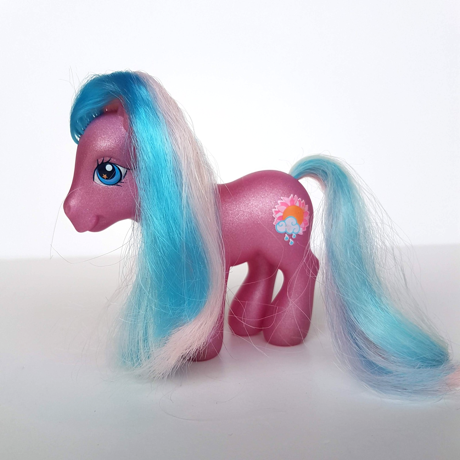 My Little Pony SUNSHOWER Horse Hasbro Vinyl Toy 2002 Brushable Sun Clouds Rain0