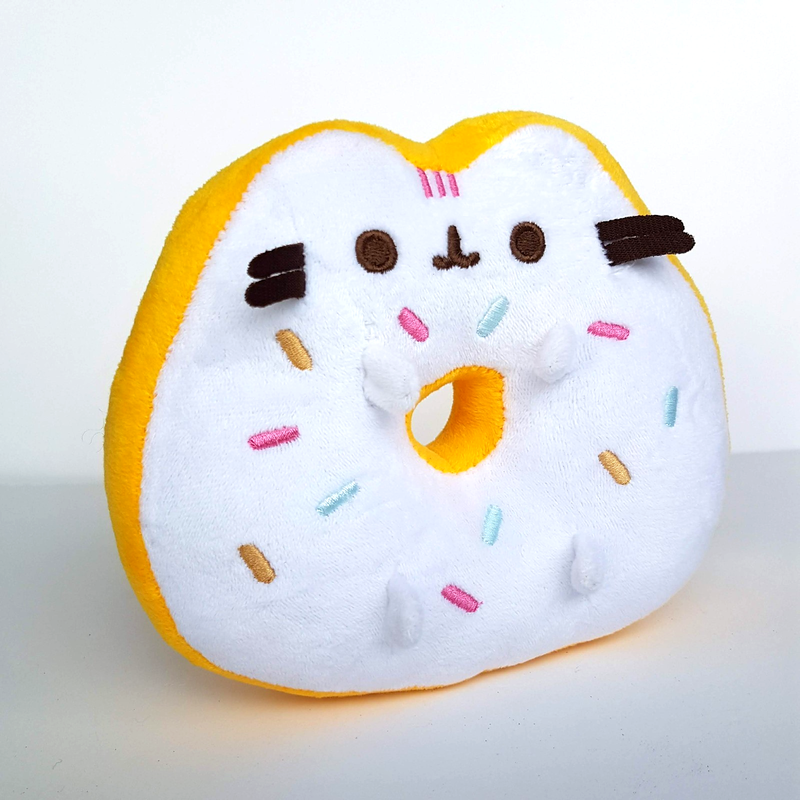 DONUT PUSHEEN Cat Kitten Plush Stuffed Animal Soft Toy 15cm White Food Sprinkles0
