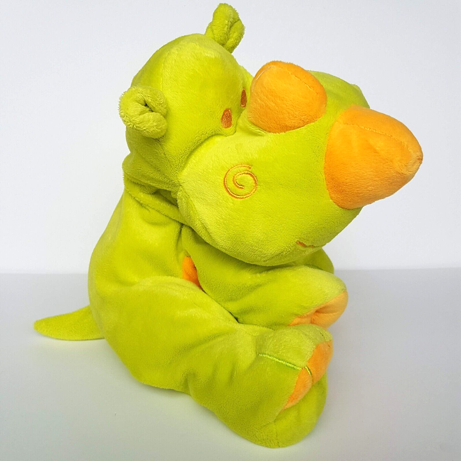 Floppy NEON RHINO Plush Green Orange 23cm Soft Toy Stuffed Animal Cardeaux Cute1