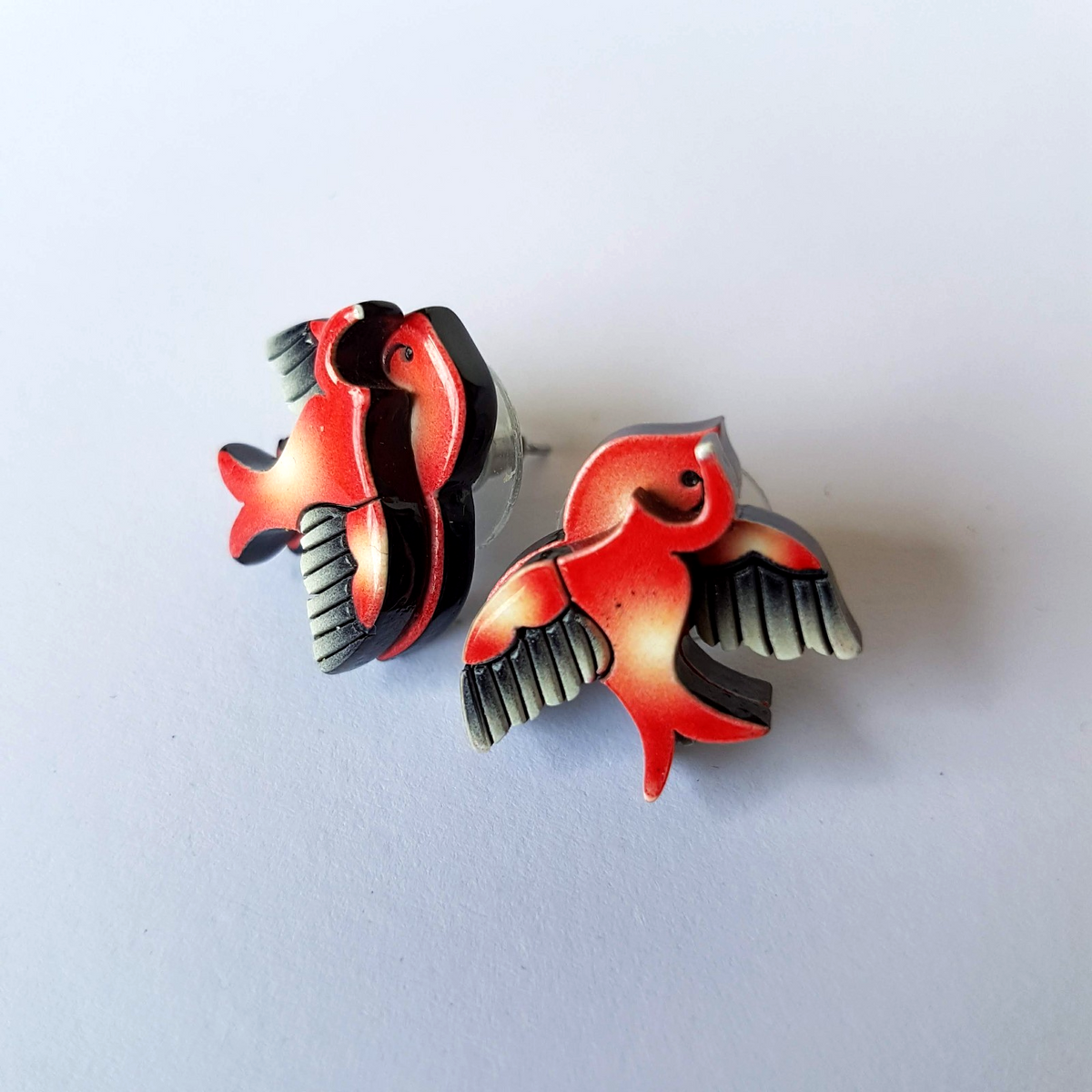 Erstwilder BETTY & BO SPARROW Red Bird Earrings Louisa Camille 2013 Stud 300-5008
