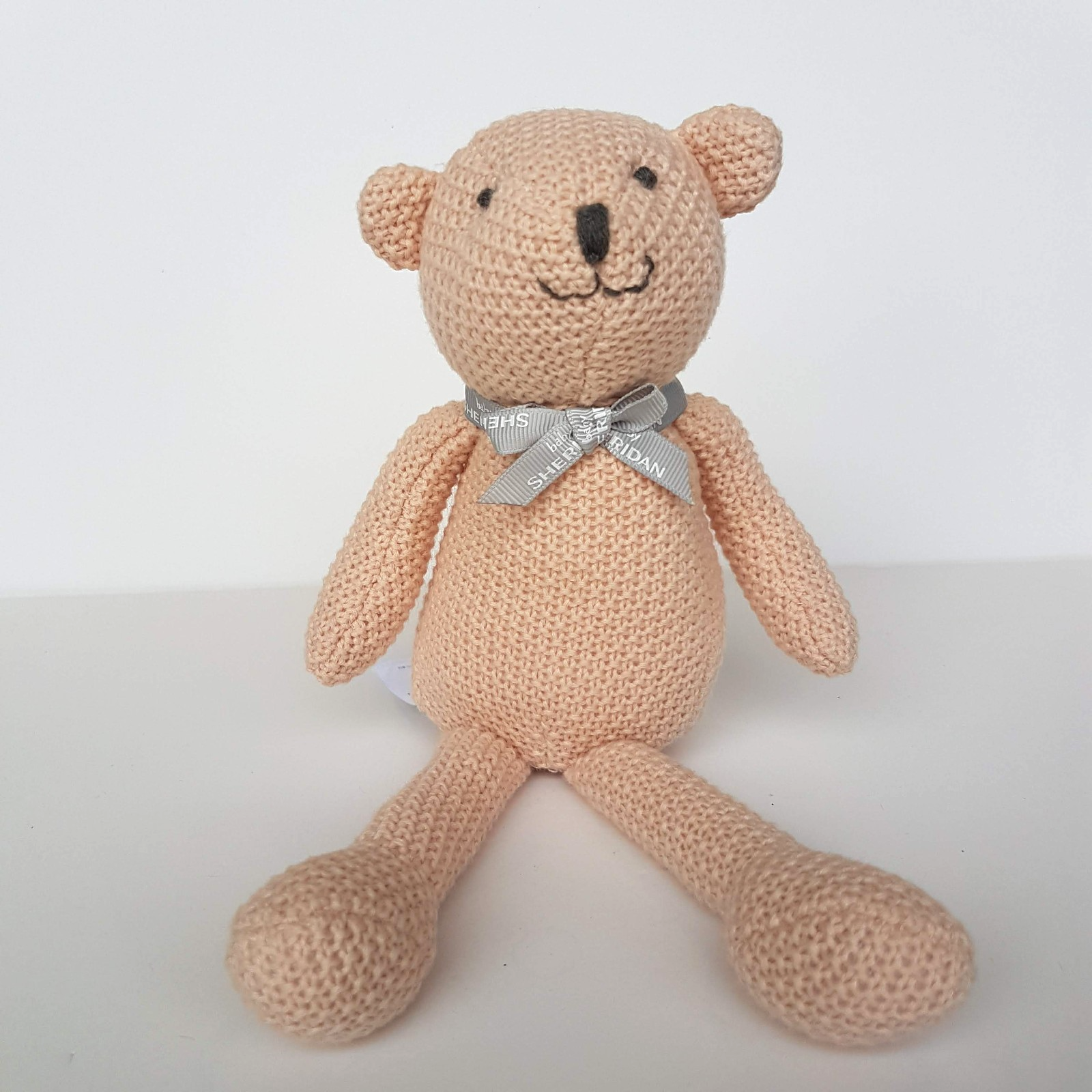 Baby Sheridan KNITTED BEAR RATTLE Lovey Pink Comforter Plush Soft Toy Animal7