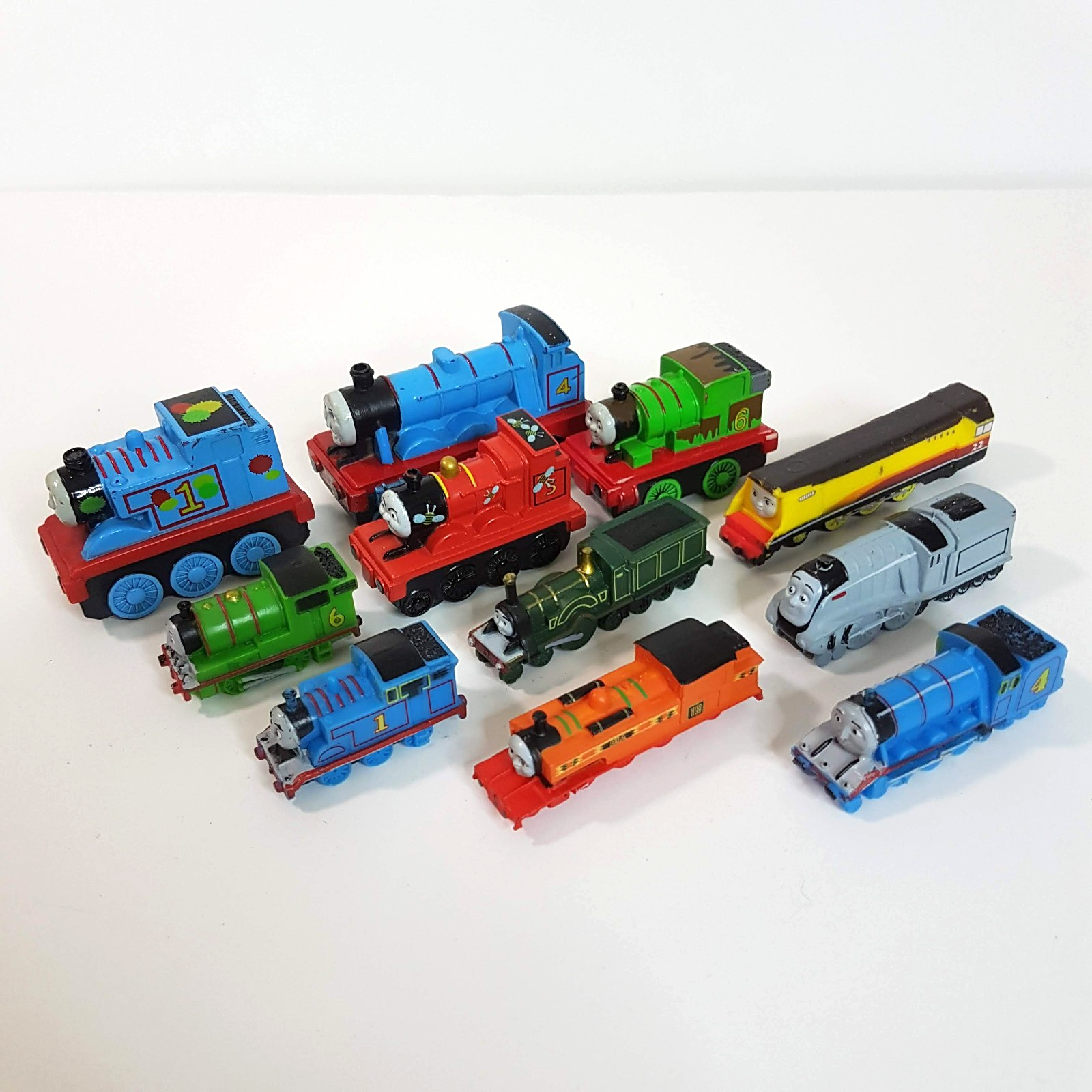 Thomas HARD PLASTIC VINYL TRAIN LOT 2007 Gullane Small Trains Cake Topper Toys0