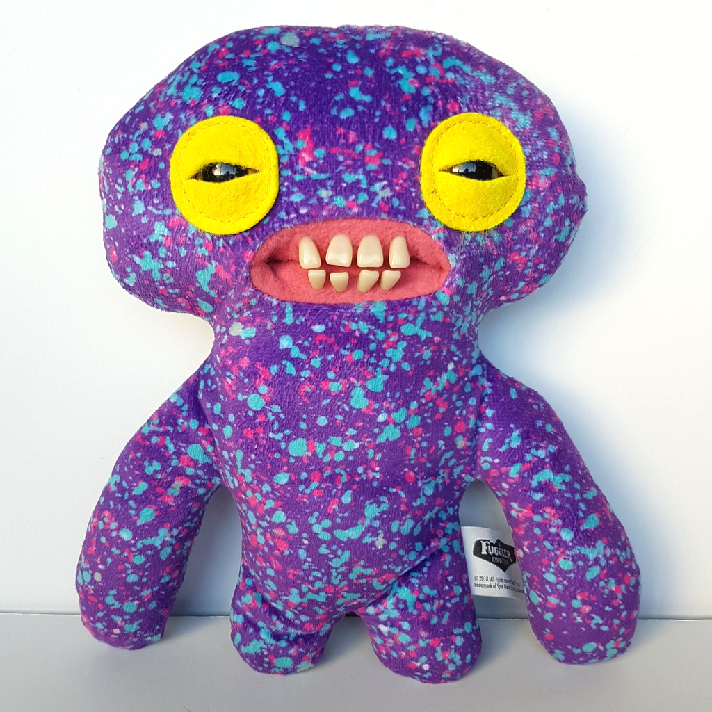 Fuggler SQUIDGE Plush Purple Paint Funny Ugly Monster Soft Toy Scary Teeth Cute0