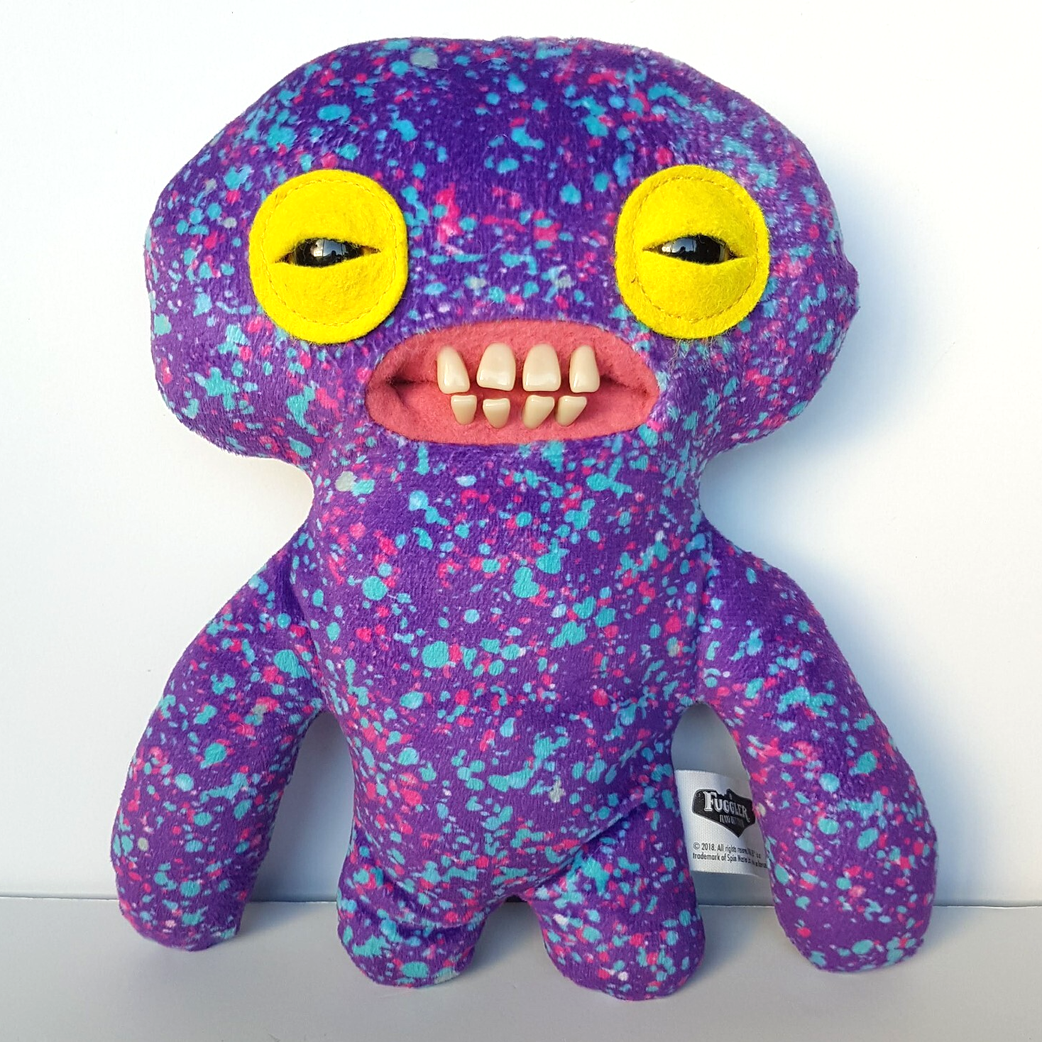 Fuggler SQUIDGE Plush Purple Paint Funny Ugly Monster Soft Toy Scary Teeth Cute0
