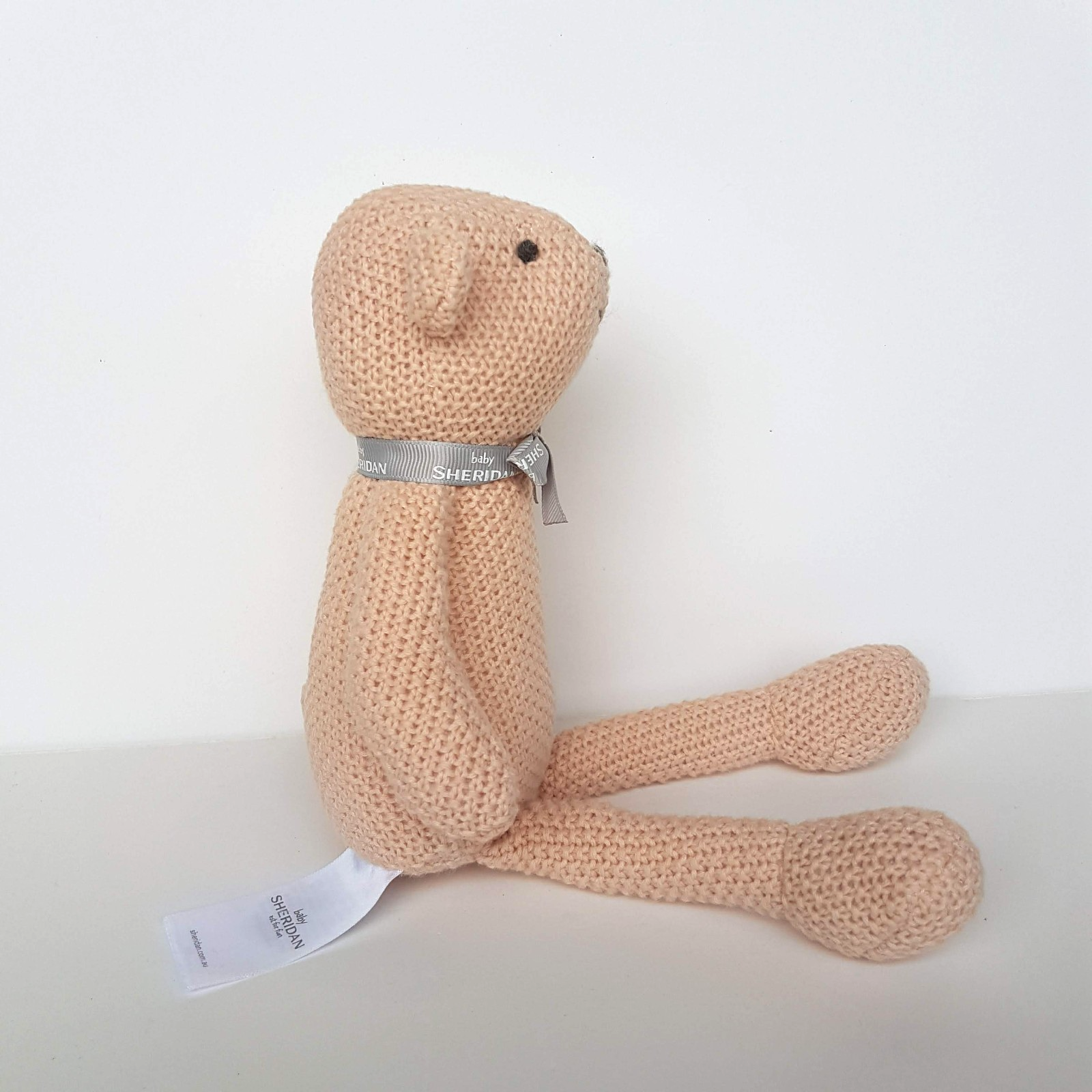 Baby Sheridan KNITTED BEAR RATTLE Lovey Pink Comforter Plush Soft Toy Animal3