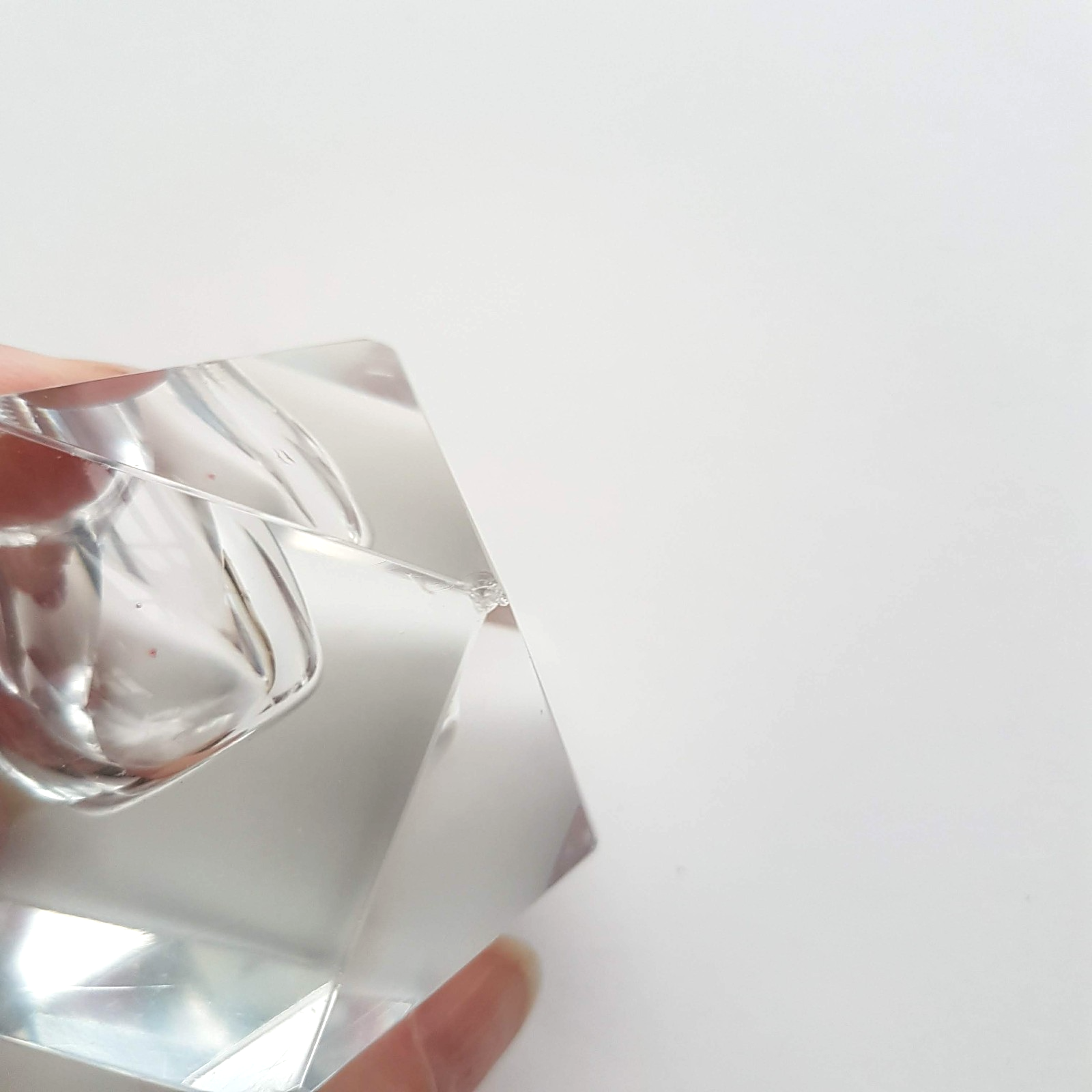 Vintage Art Glass CANDLE STICK HOLDER Clear Candlestick 5cm Geometric Facetted7