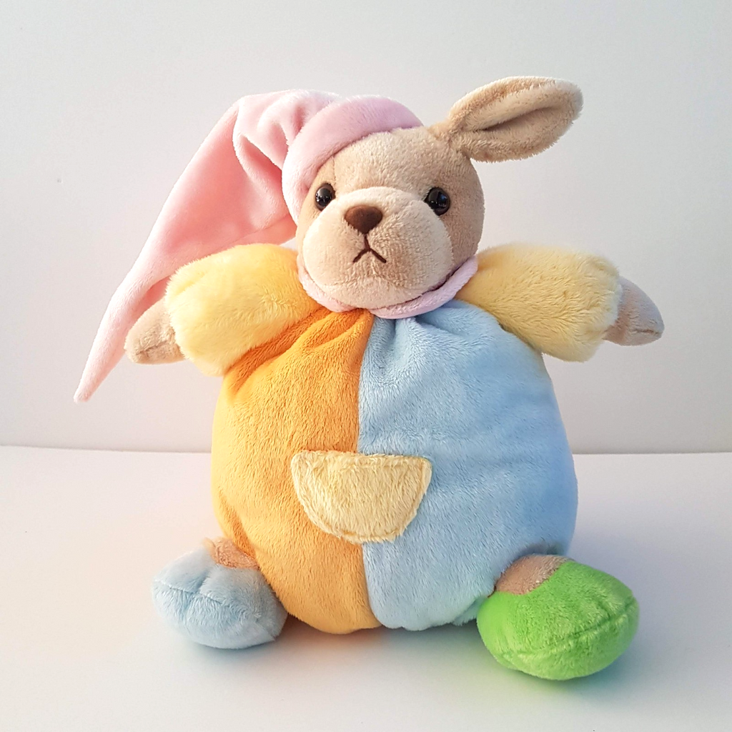 Bestever PASTEL DOG RATTLE Plush 23cm Colour Block Puppy Stuffed Animal Soft Toy0