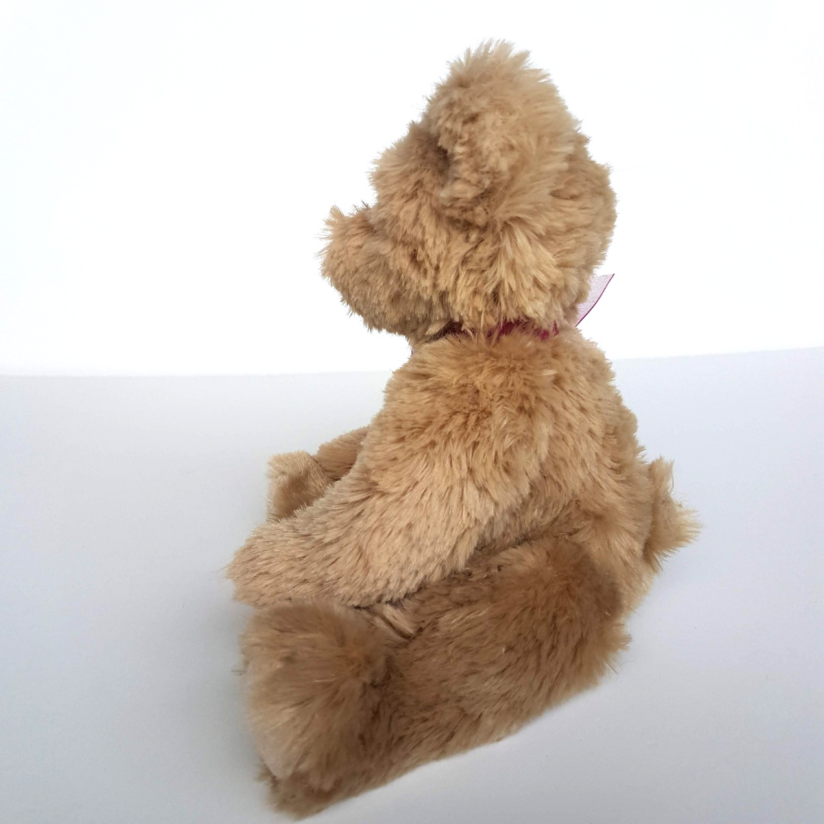 Russ BEIGE TEDDY BEAR Plush Floppy 22cm Beanbag Stuffed Animal Soft Toy Pink Bow3