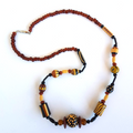 Brown Painted Bead STRAND NECKLACE 54cm Neutral Artistic Boho Fashion Jewellery0