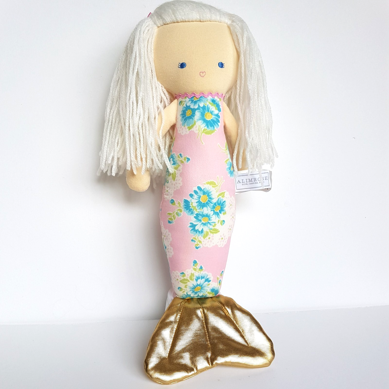 Alimrose FLOWER MERMAID DOLL Plush Pink Blue Floral Flower 39cm Stuffed Soft Toy0