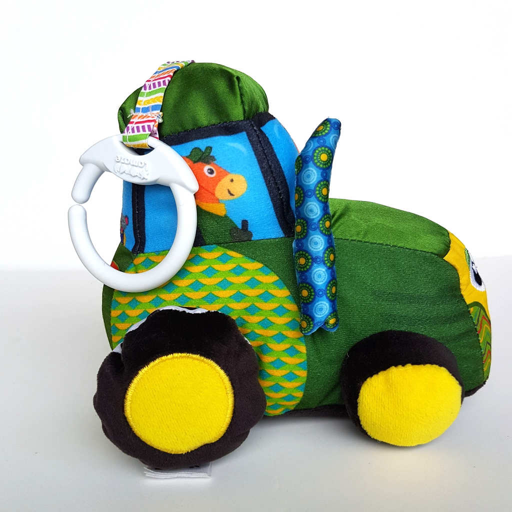 John Deere TOMY LAMAZE TRACTOR Baby Pram Activity 16cm Clip & Go Farm Soft Toy4
