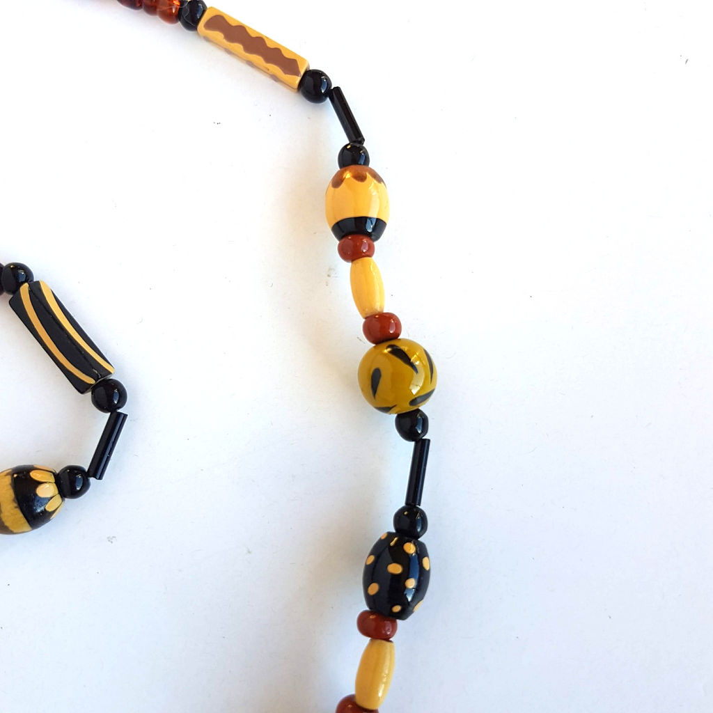 Brown Painted Bead STRAND NECKLACE 54cm Neutral Artistic Boho Fashion Jewellery3