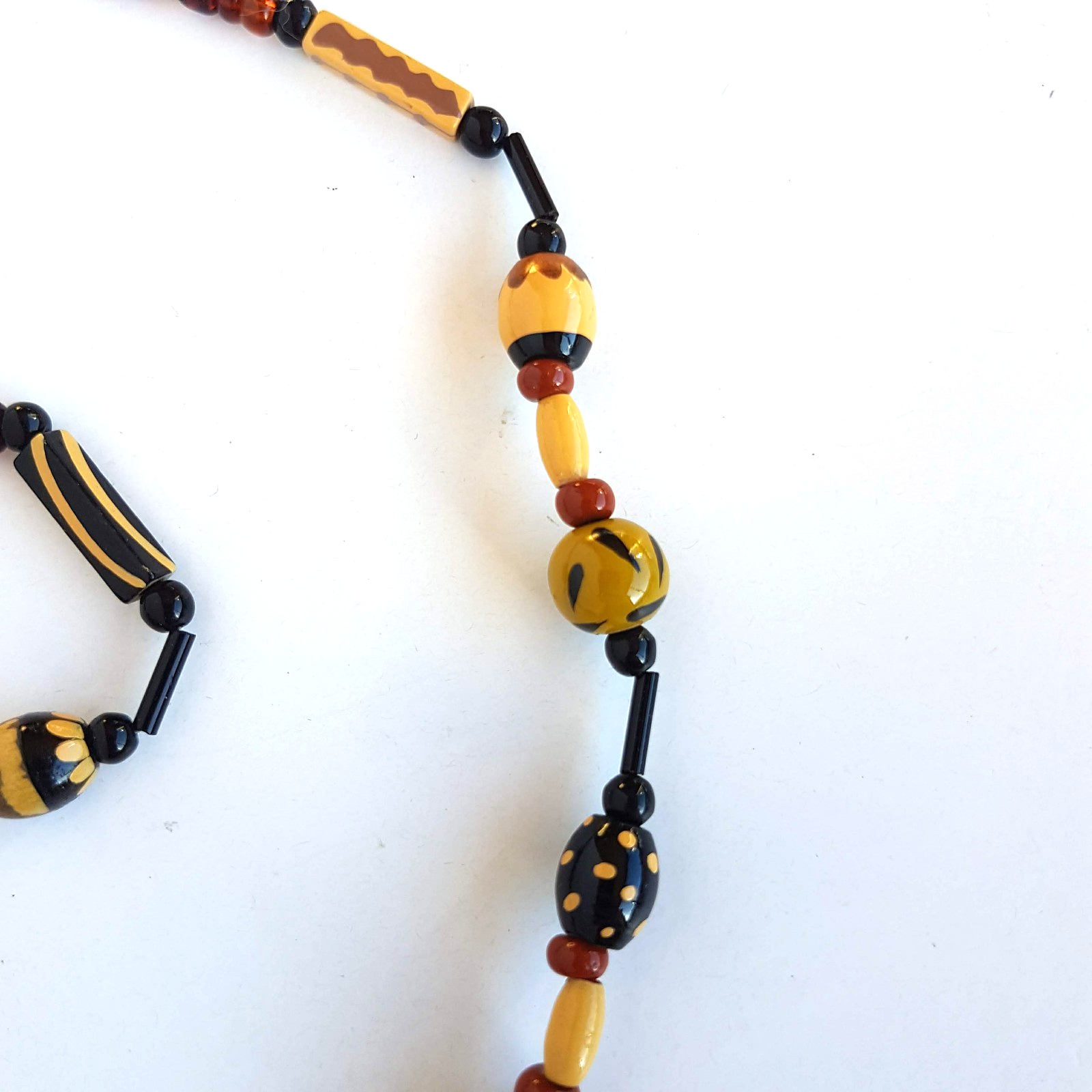 Brown Painted Bead STRAND NECKLACE 54cm Neutral Artistic Boho Fashion Jewellery3