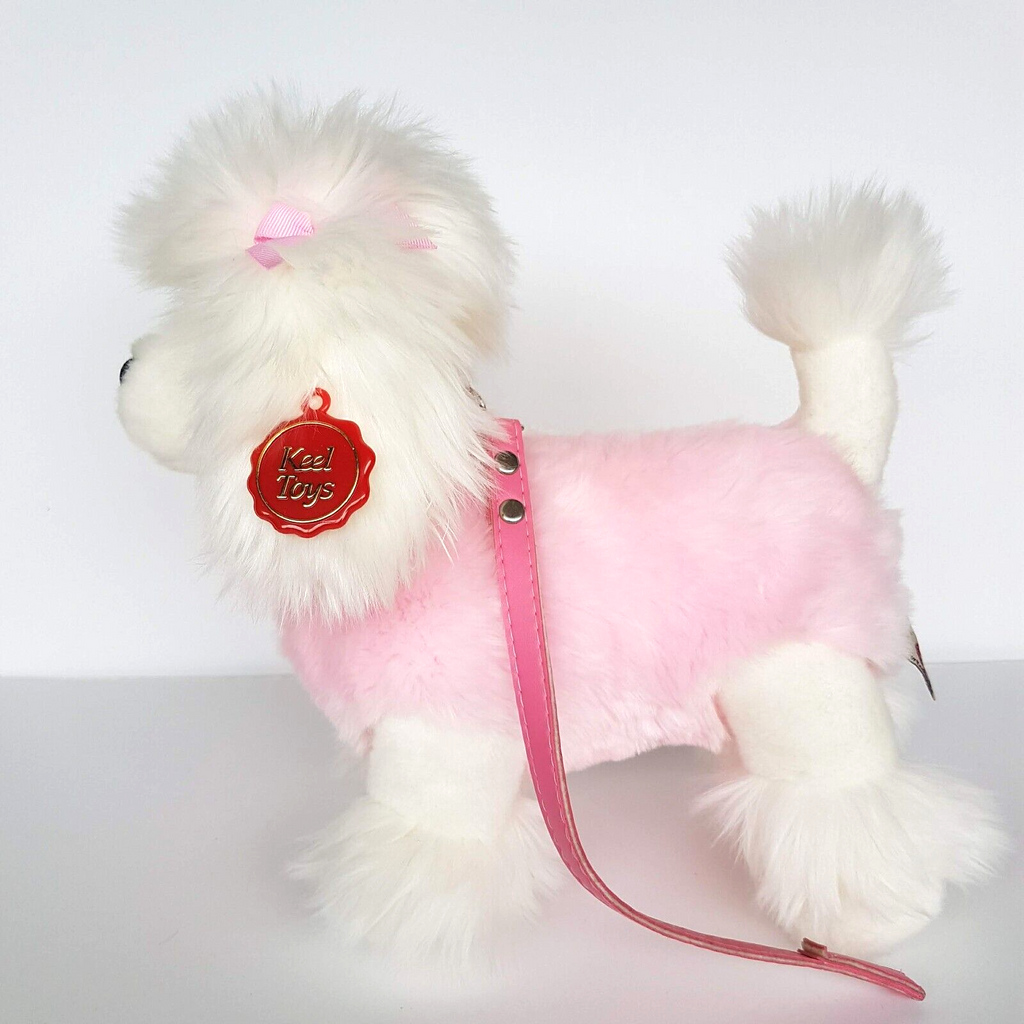 Keel POODLE DOG Plush Puppy 25cm Pet Lead TAG Leash Stuffed Animal Soft Toy Cute3