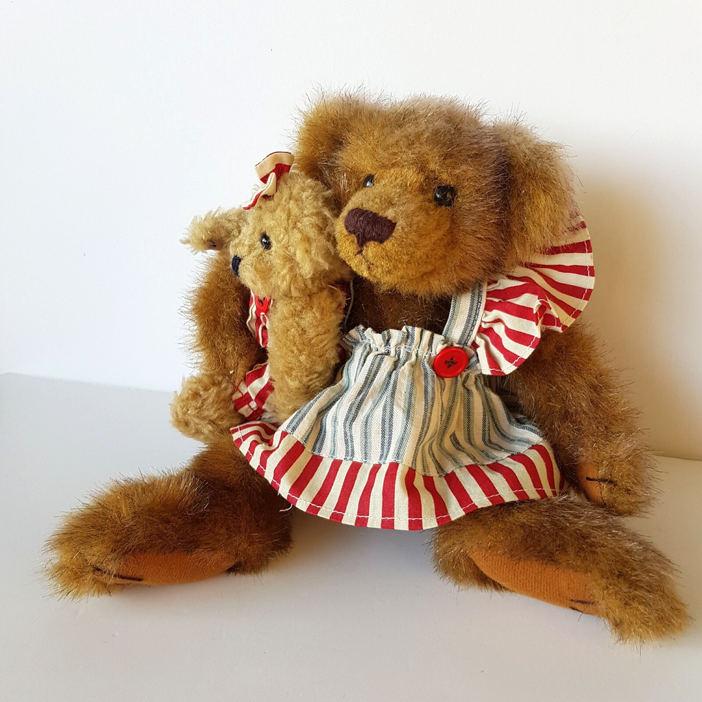 Settler Bears Jointed TEDDY BEAR Mum + Baby Stuffed Animal Soft Toy Cute Dressed3