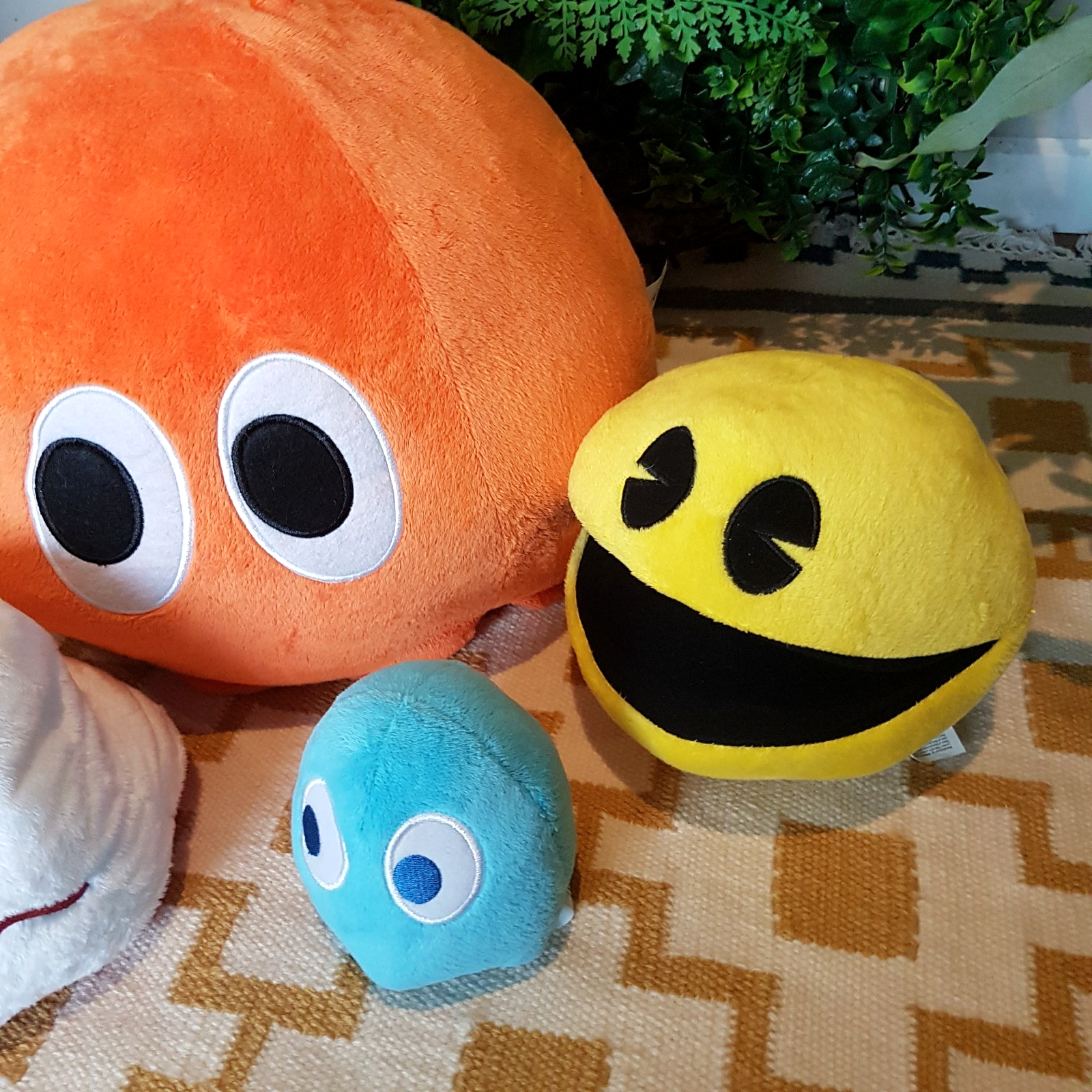 Rare 80s PACMAN CLYDE Large Plush Vintage + Pacman Reversible Ghost Soft Toy LOT2
