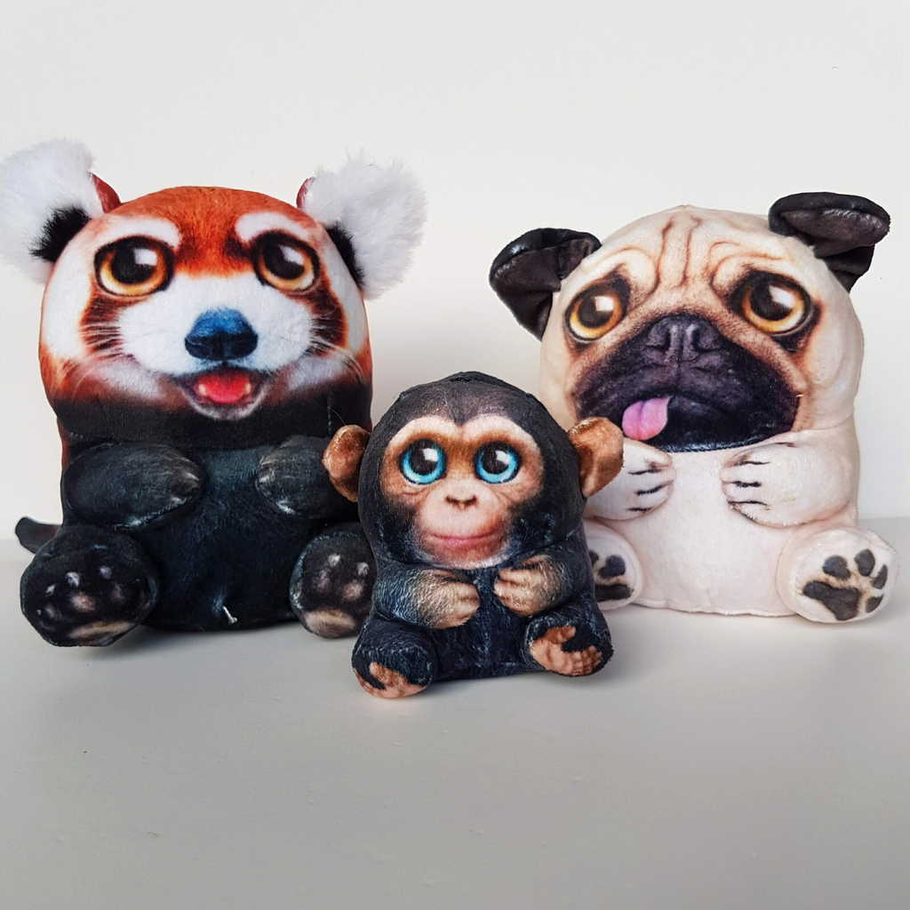 WILD ALIVE Red Panda Pug Dog Monkey Plush Funny Stuffed Animal Soft Toy Pets4