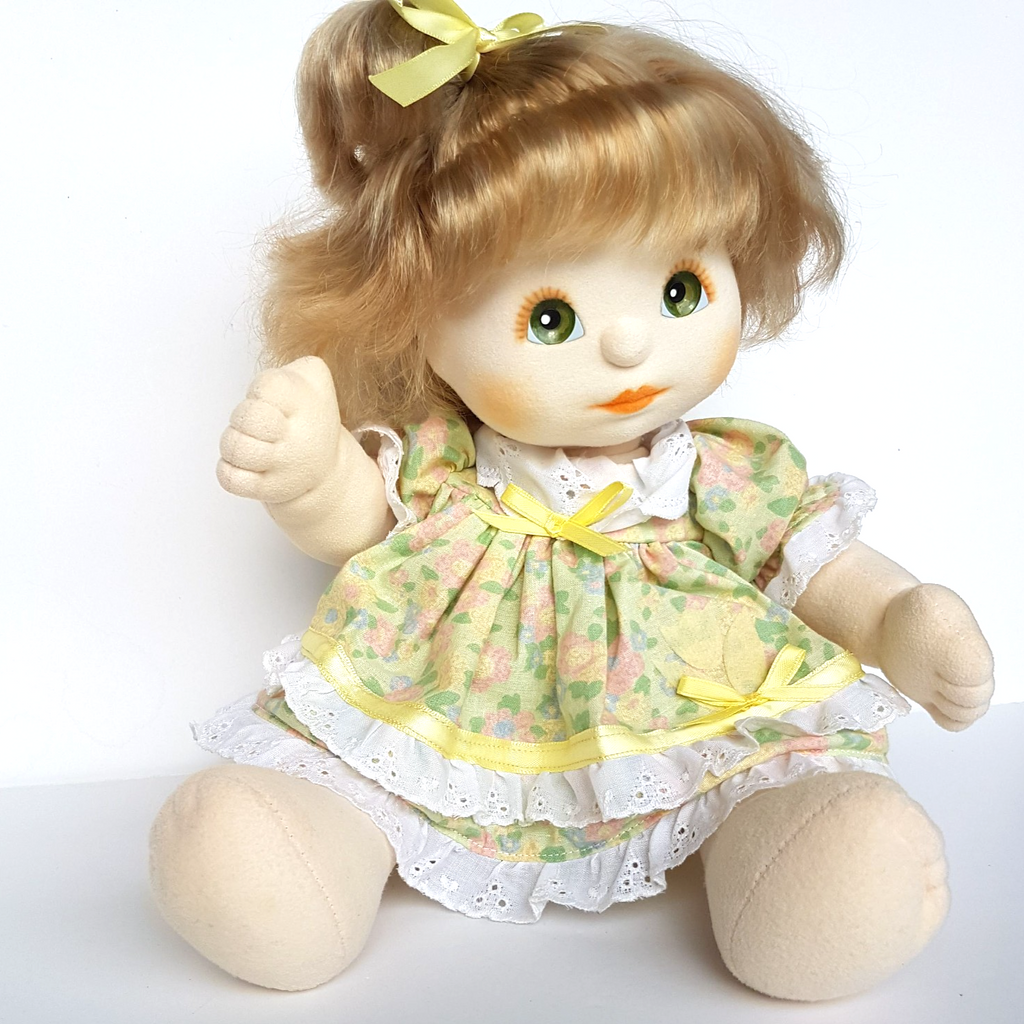 My Child Doll ASH TWO TONE TOP KNOT US Pale Skin 1986 Green Eyes Peach DRESSED7