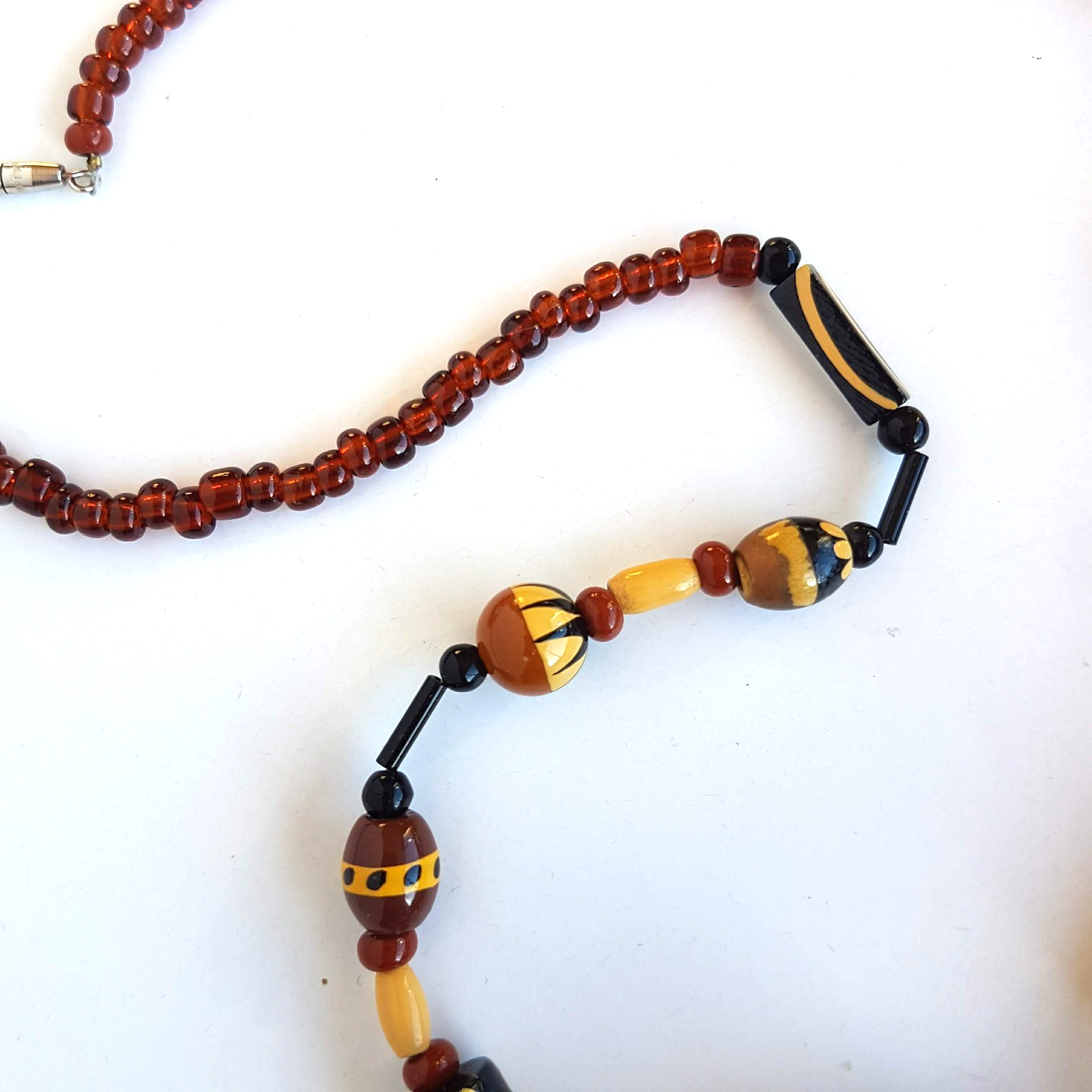 Brown Painted Bead STRAND NECKLACE 54cm Neutral Artistic Boho Fashion Jewellery5