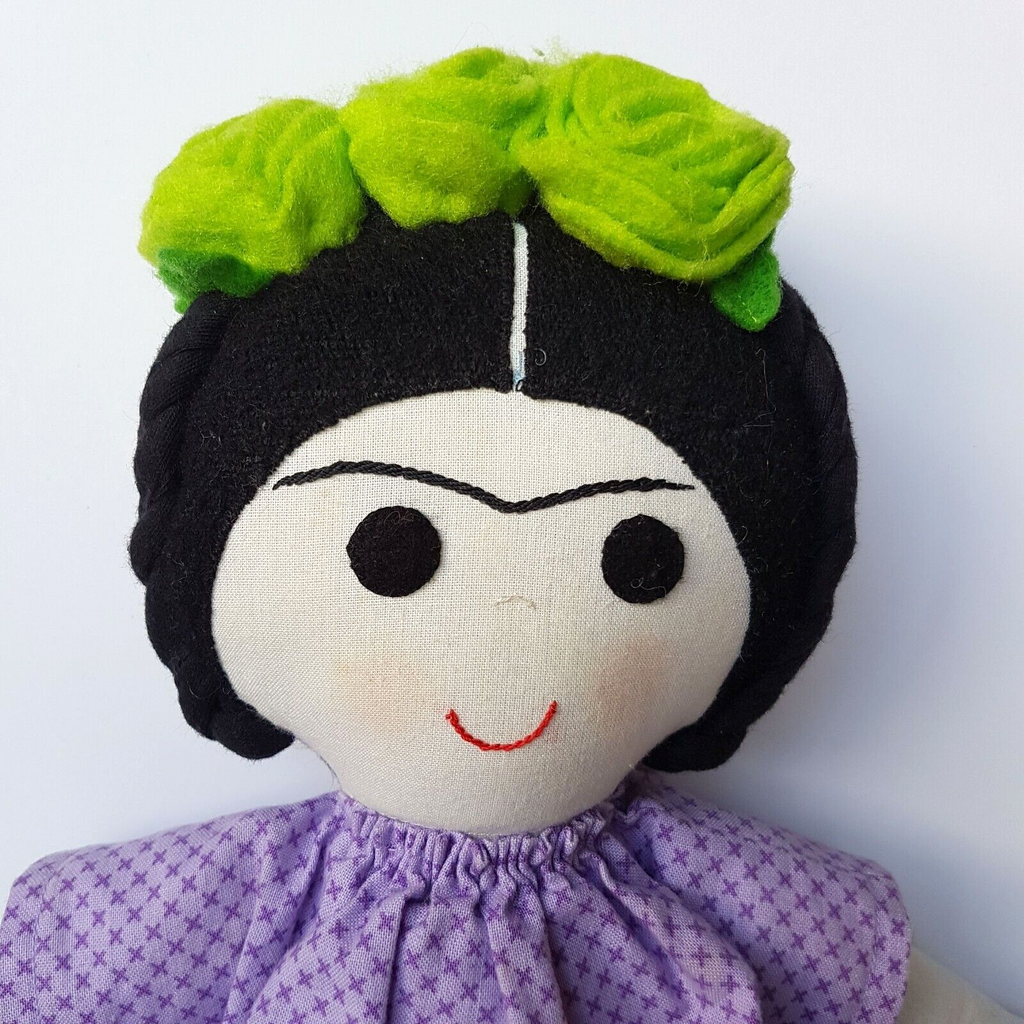 Handmade FRIDA KHALO INSPIRED Doll 41cm Mexican Fabric Artist Soft Toy Felting1