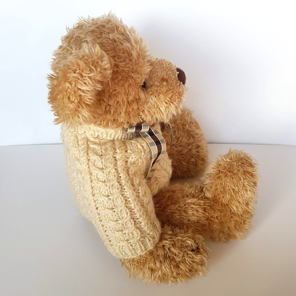 Russ ELLIOTT TEDDY BEAR Soft Toy Stuffed Animal 35cm Jumper Collectible Weighted10