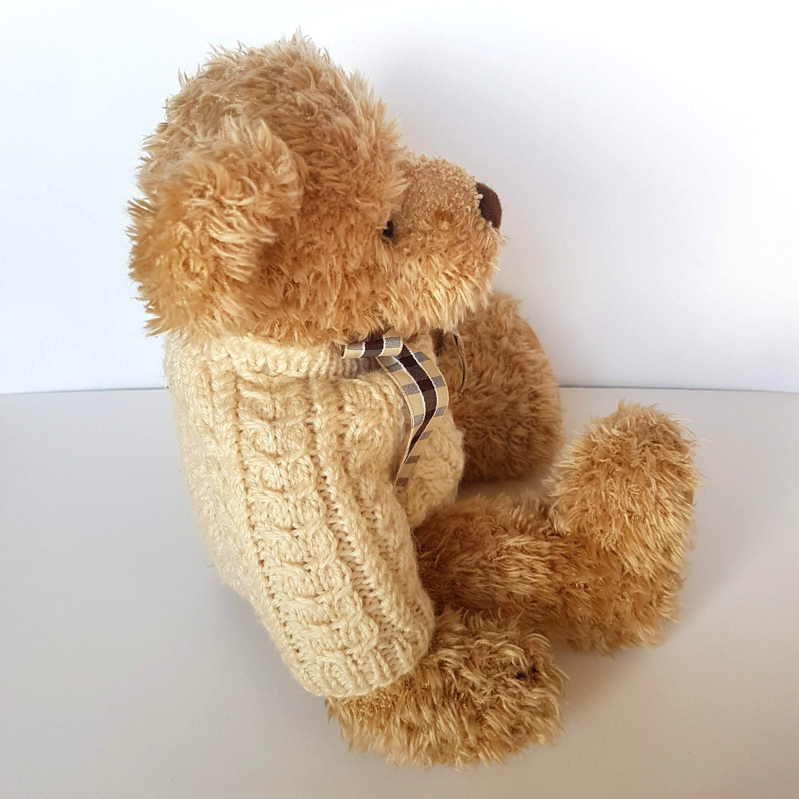 Russ ELLIOTT TEDDY BEAR Soft Toy Stuffed Animal 35cm Jumper Collectible Weighted10