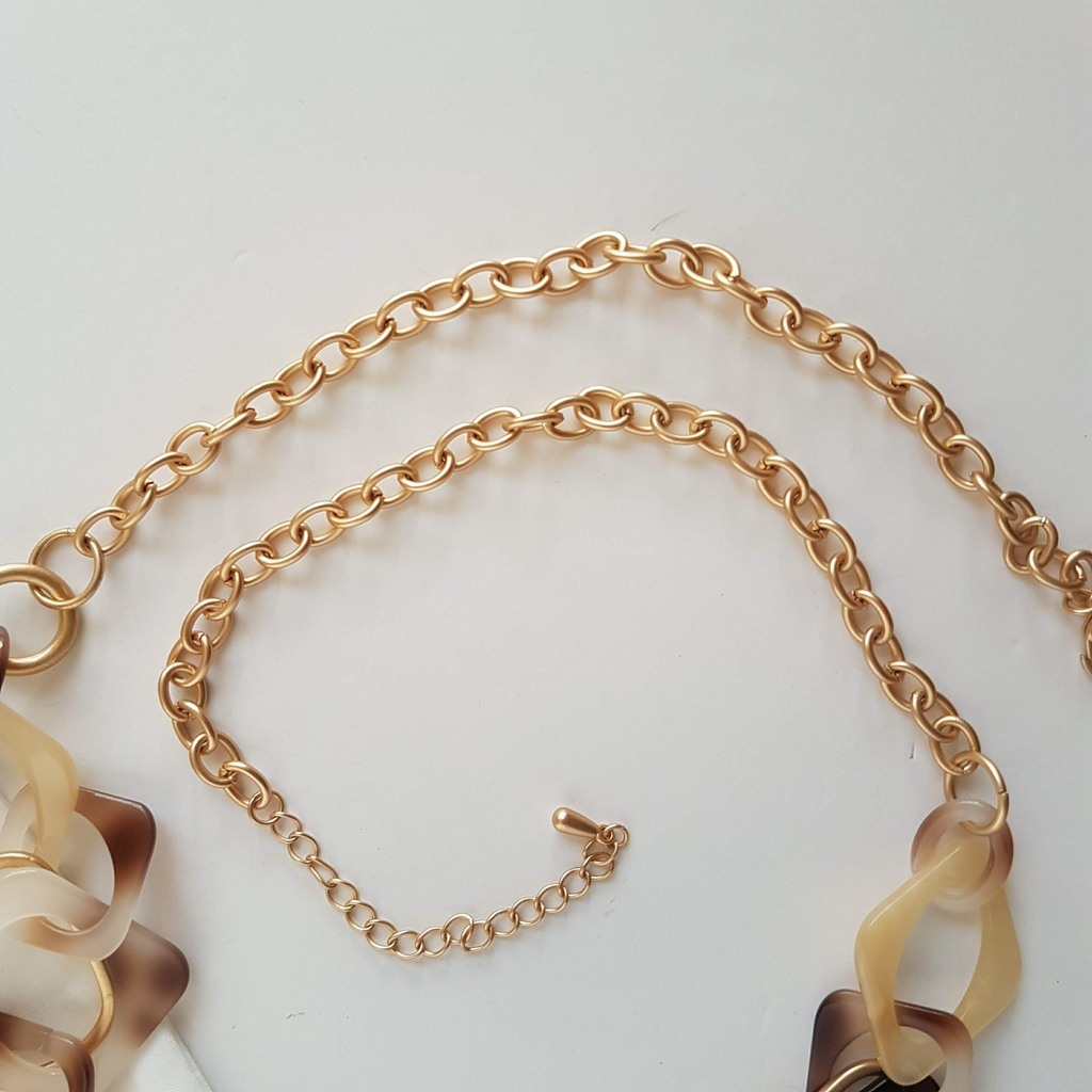Blue Illusion TORTOISESHELL PATTERN NECKLACE Statement Neutral Beach Cream Brown4