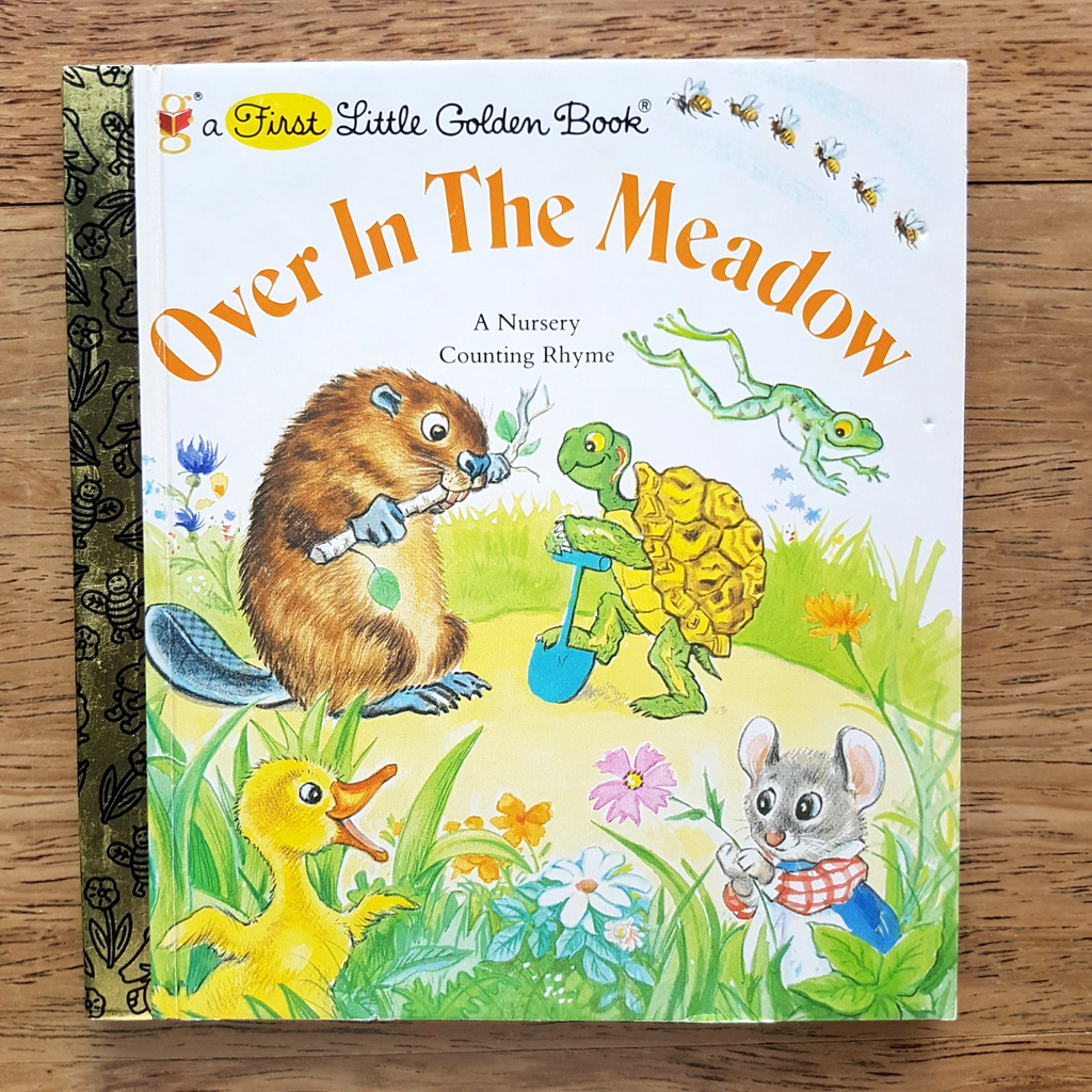 OVER IN THE MEADOW Vintage 1983 A First Little Golden Book RARE Kids Animals HTF1