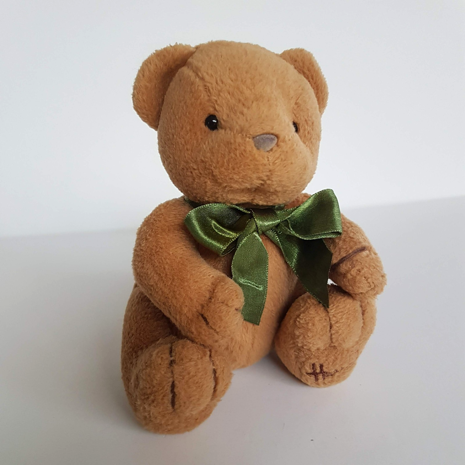 Harrods Knightsbridge TEDDY BEAR 15cm Stuffed Animal White Green Bow Soft Toy0