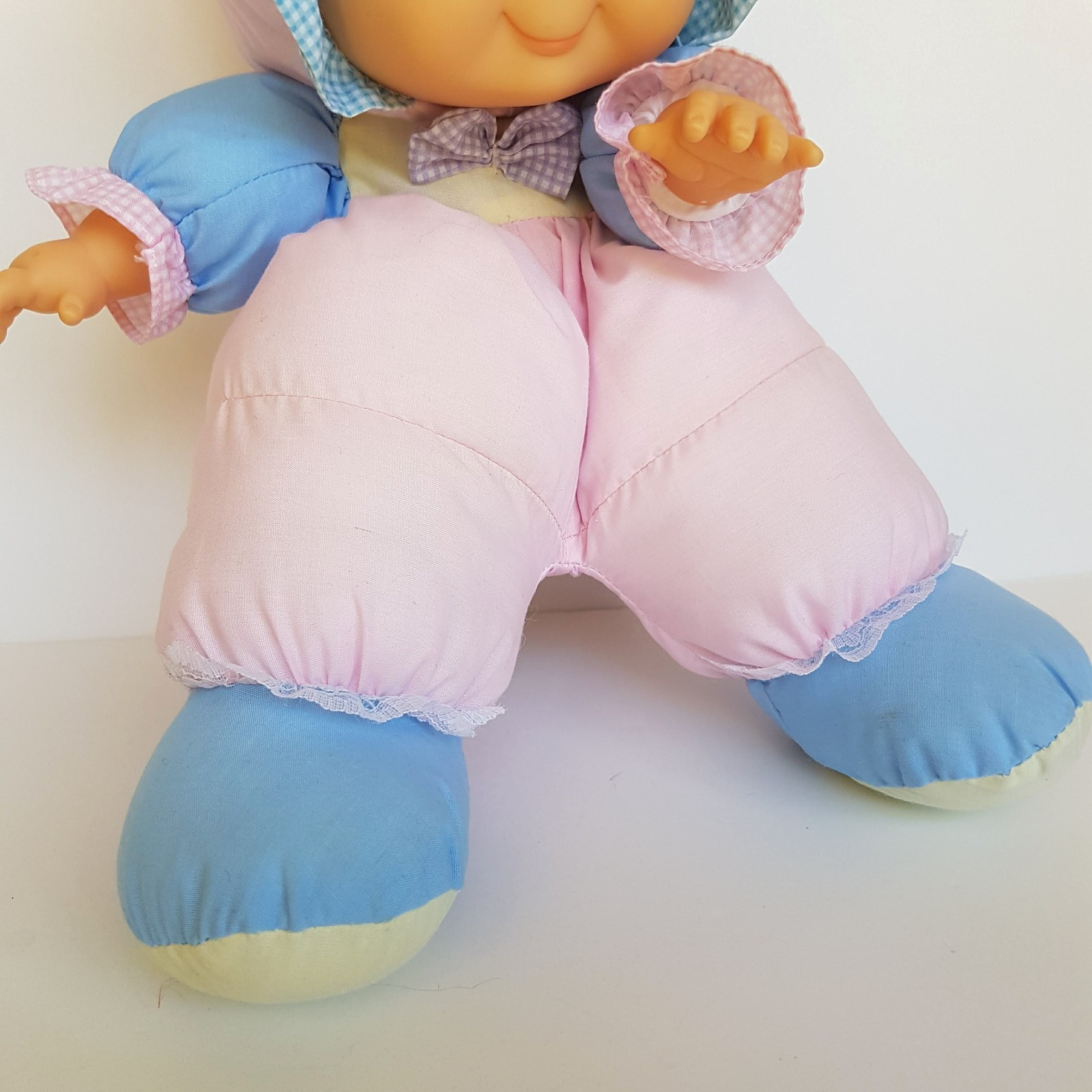 Vintage H.K City PUFF DOLL Baby Doll Puffy Body Bonnet Pink Blue Collectible Toy6