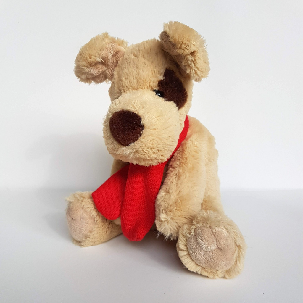 Minkplush MEMPHIS DOG Plush Puppy Stuffed Animal Soft Toy Red Scarf Cuddly Cute0