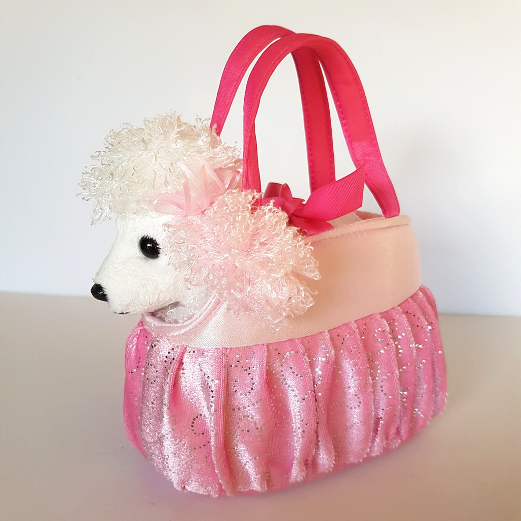 Korimco POODLE + CARRIER BAG 17cm Plush Stuffed Animal Pink Pet Soft Toy Cute6