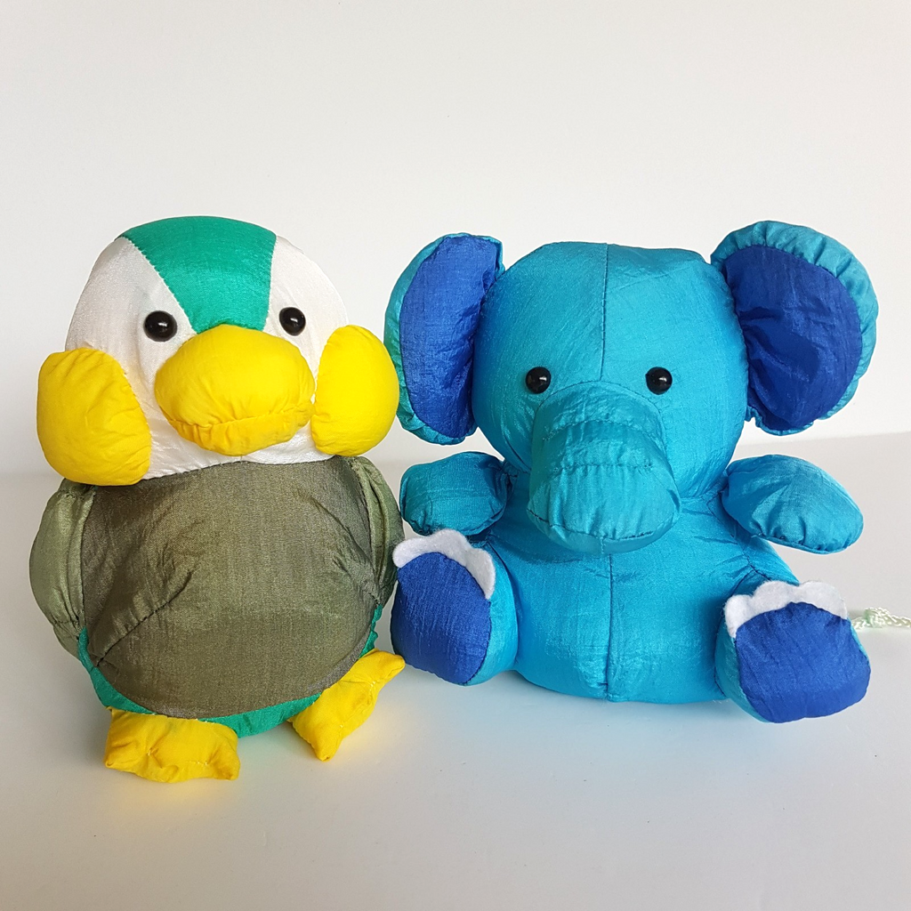 Freedom TAFFETA BIRD & ELEPHANT Vintage Parachute Plush Soft Toy Stuffed Animal0