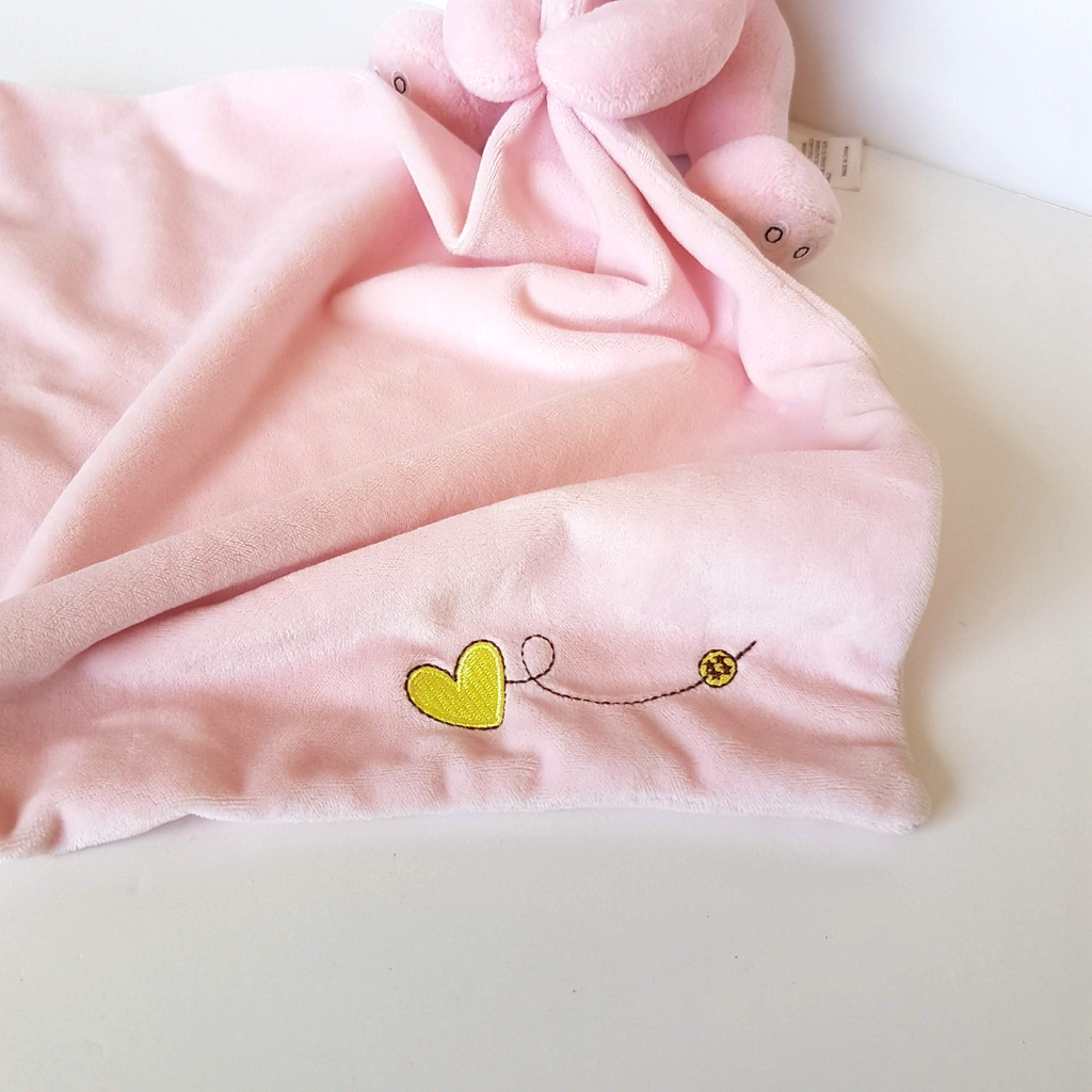 Ollie's Place PINK BEAR HEART Baby Lovey Plush Comforter Security Blanket Toy2