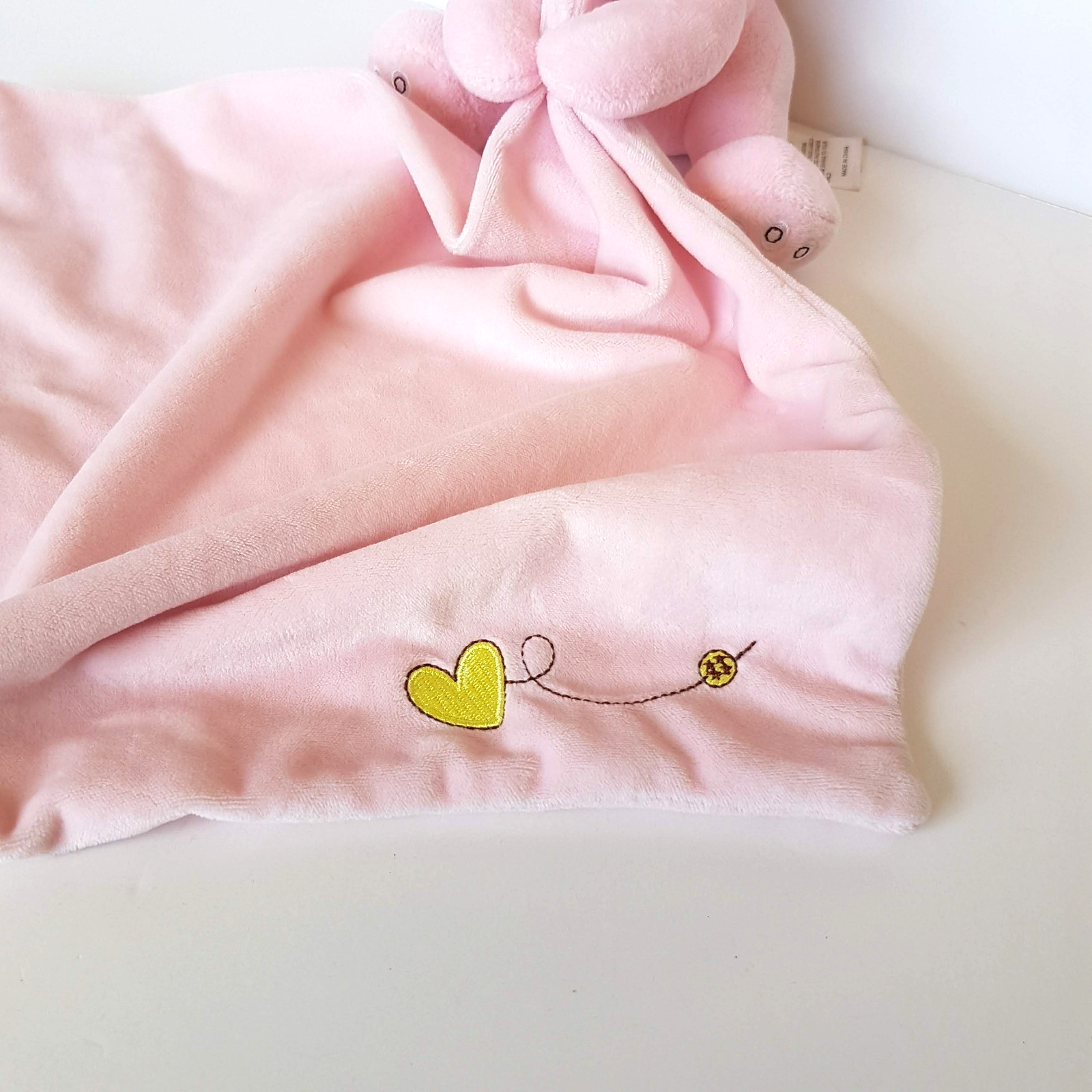 Ollie's Place PINK BEAR HEART Baby Lovey Plush Comforter Security Blanket Toy2